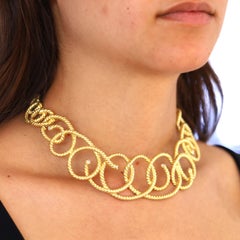 Estate Angela Cummings Bold 18k Gold Diamond Braided Collar Necklace