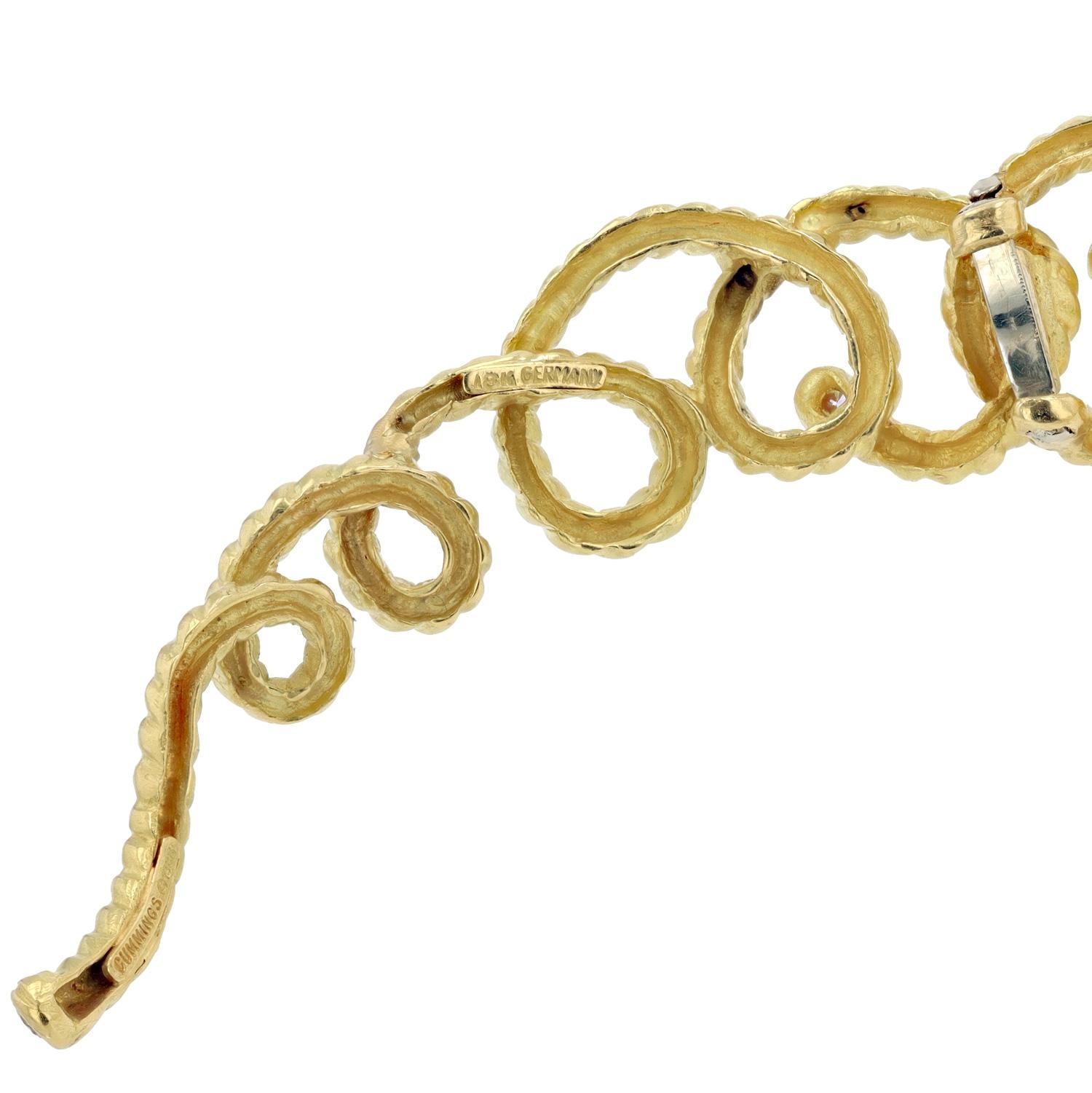 Round Cut Estate Angela Cummings Bold 18k Gold Diamond Braided Collar Necklace For Sale