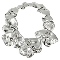 Estate Angela Cummings Iconic 1984 Sterling Silver Orchid Statement Necklace