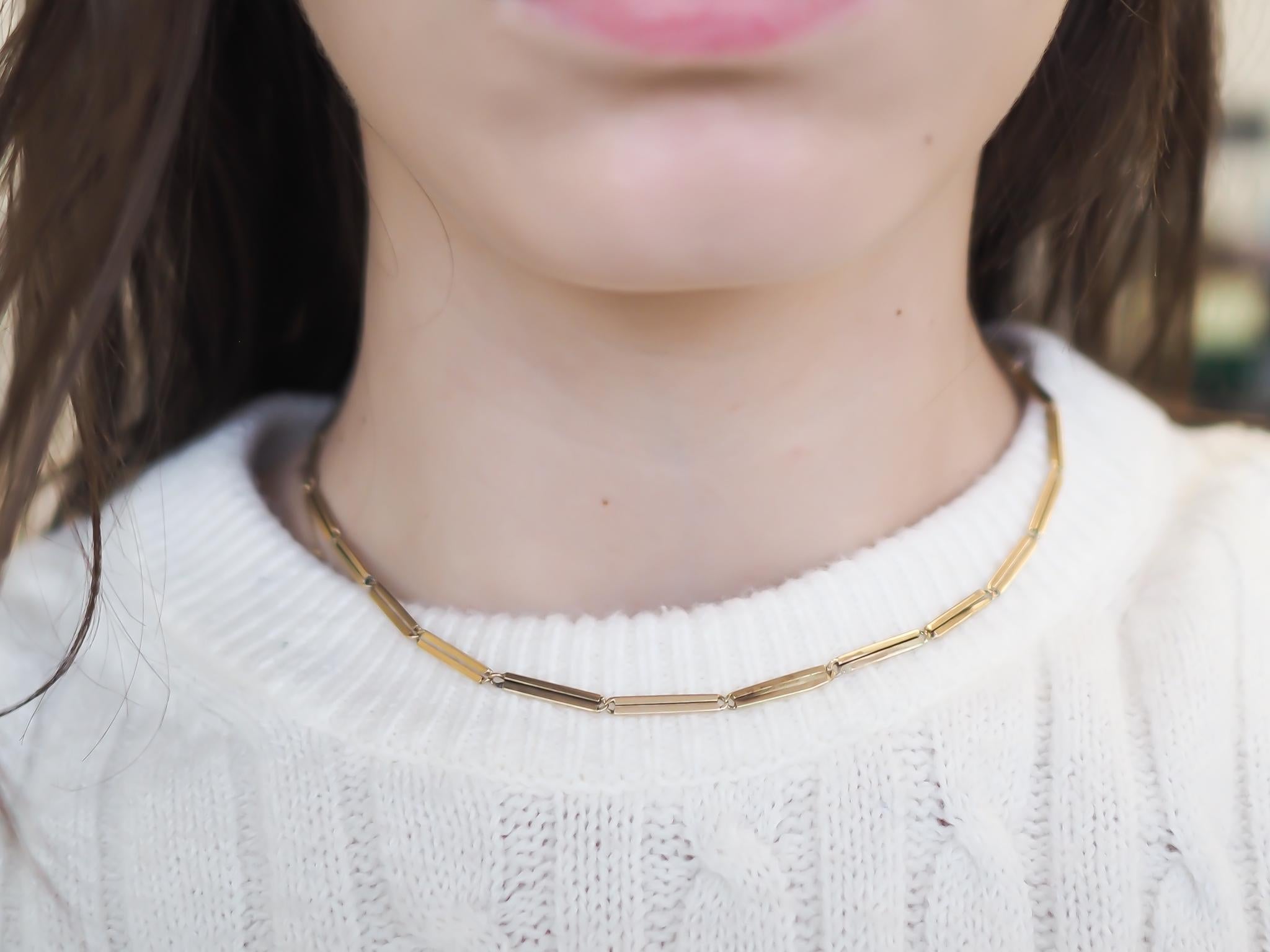 Cadena de eslabones única de oro amarillo de 14 quilates - VHK#744a en venta 3