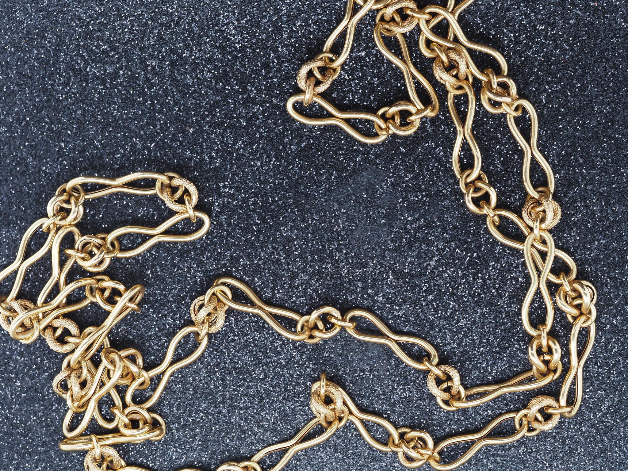 Chaîne à maillons unique en or jaune 18K - VHK#966 Bon état - En vente à Hicksville, NY