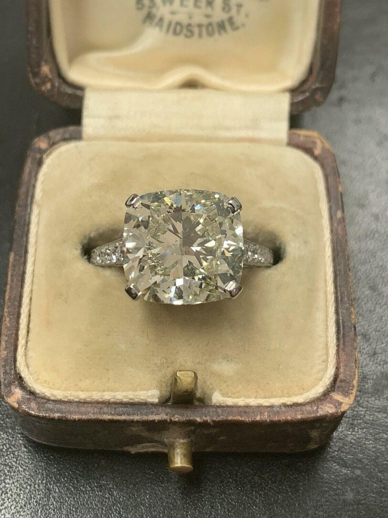 Estate Antique Art Deco Platinum 8.70 Carat Diamond Engagement Ring at ...