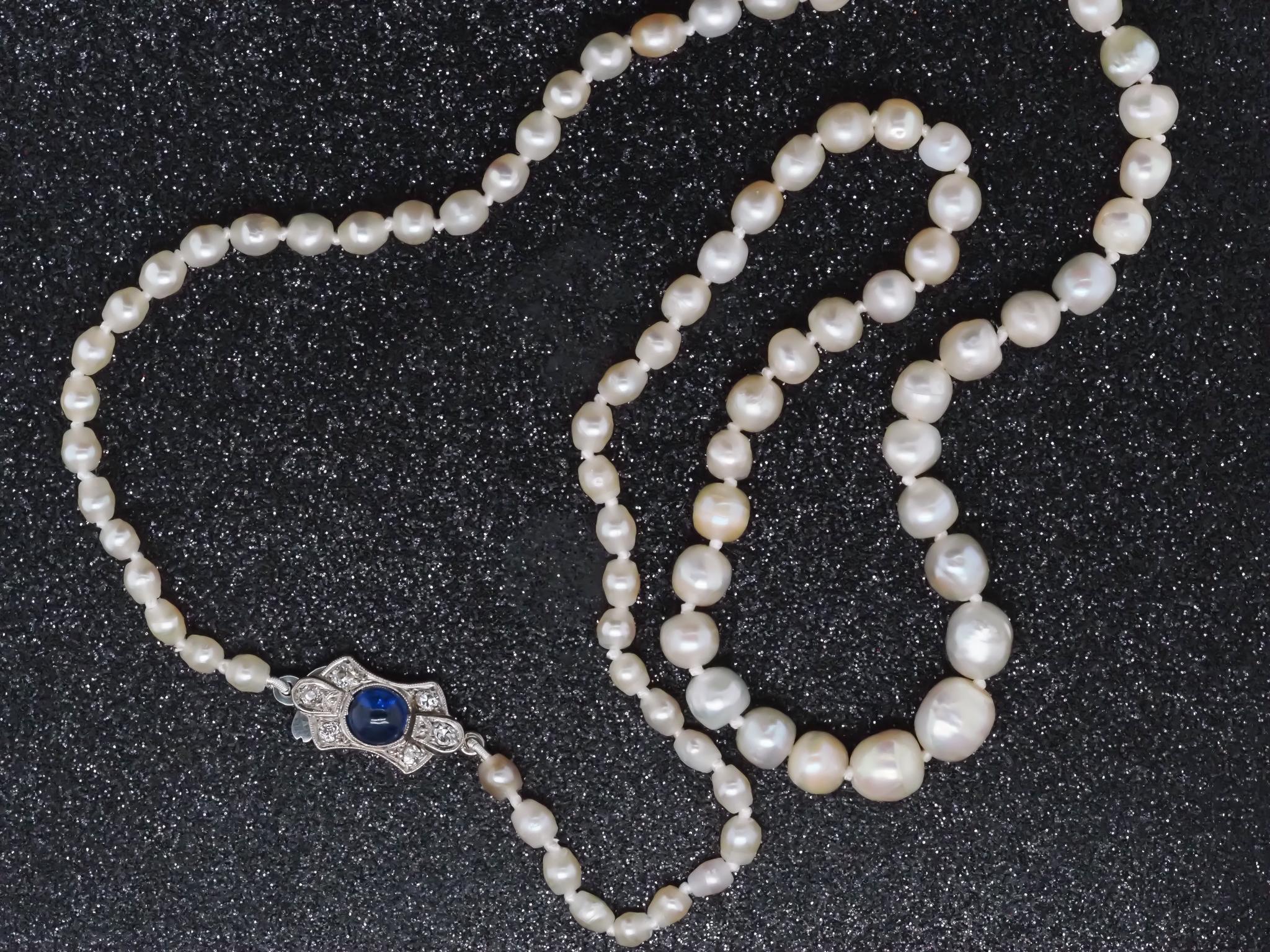 Estate Antique Natural Saltwater Pearls GIA report Platinum Sapphire & Diamond Clasp - VHK#967

Item Details:
Year: 1900s
GIA Report Number: 2231448022

Metal Type: Platinum [Hallmarked, and Tested]
Weight: 14.4grams

Measurement: 18.5