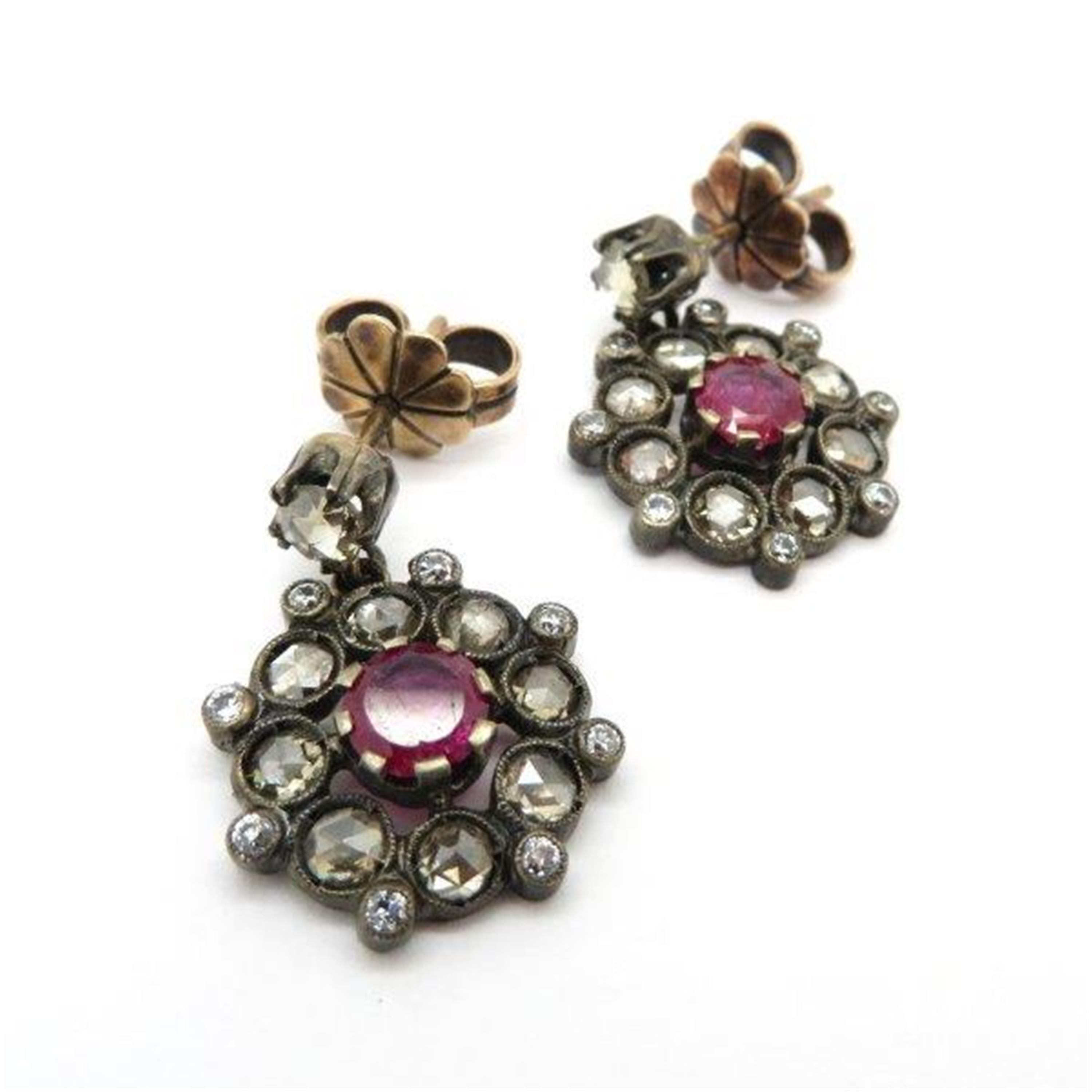 vintage ruby and diamond earrings