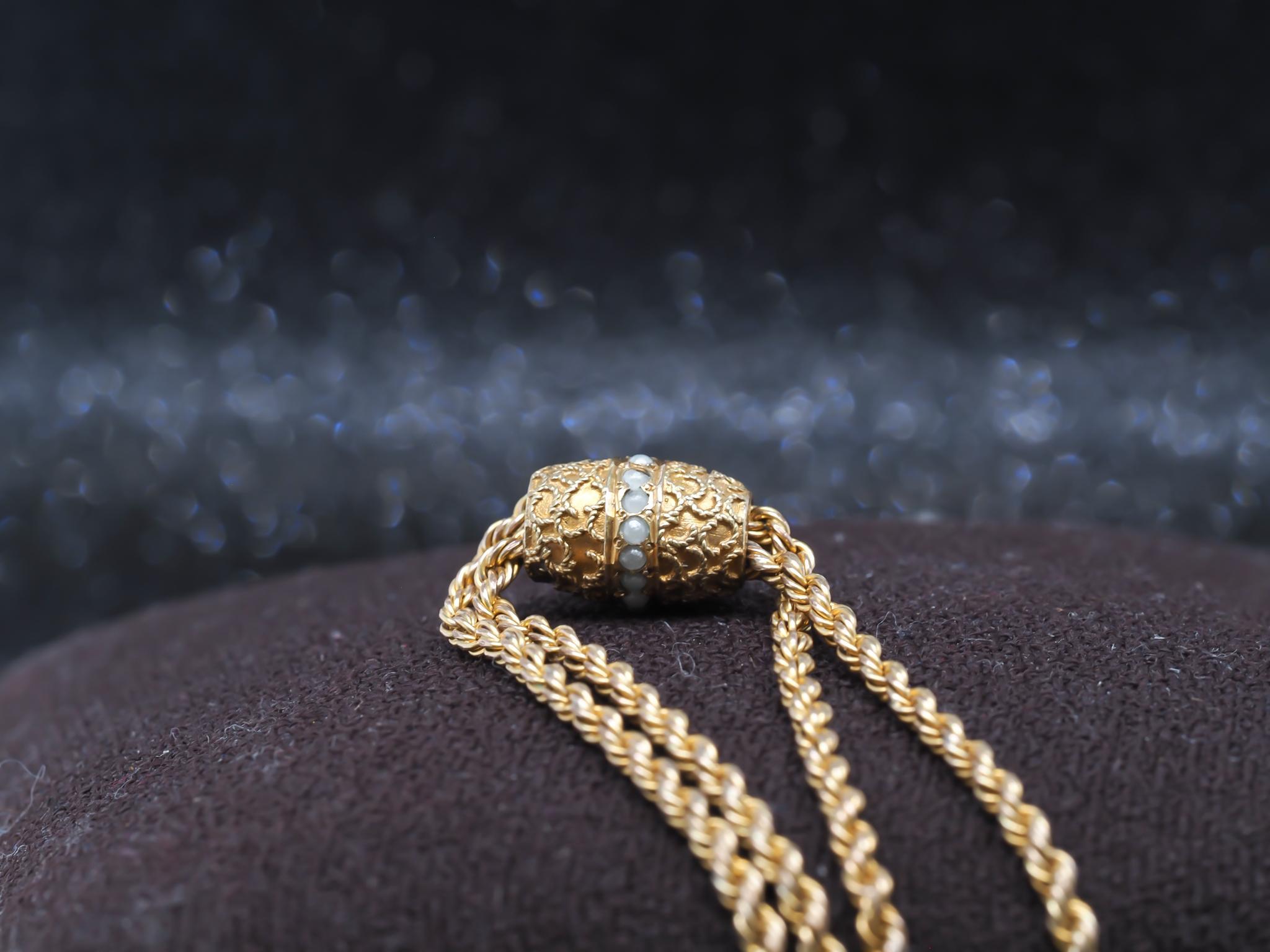 Estate Antique Yellow Gold Long 50 inch Chain with Enhancer - VHK#980 For Sale 3