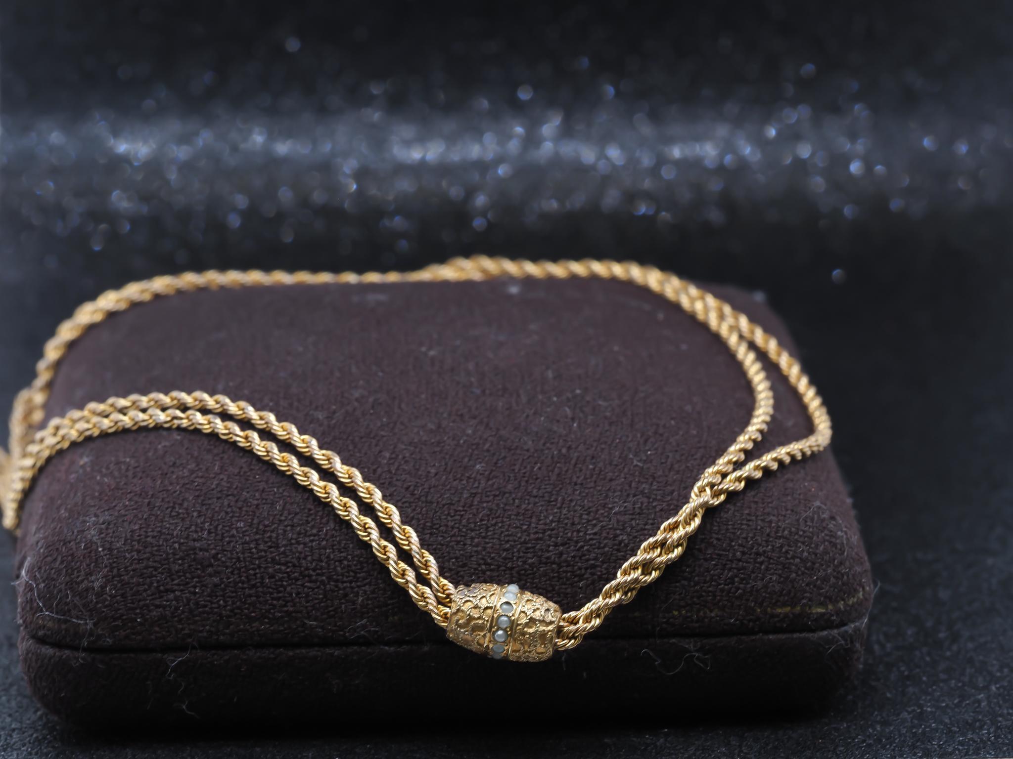 Estate Antique Yellow Gold Long 50 inch Chain with Enhancer - VHK#980 For Sale 5