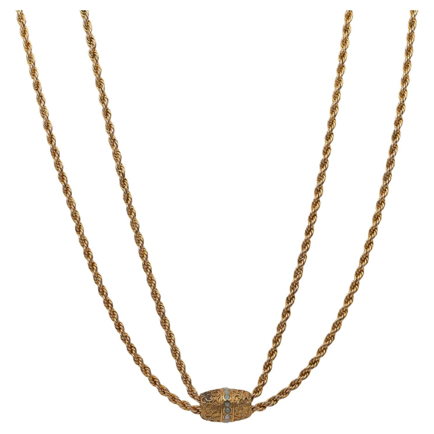 Estate Antique Yellow Gold Long 50 inch Chain with Enhancer - VHK#980 For Sale