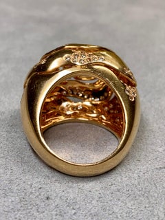 Estate Antonini 18K Champagner-Diamant-Cocktailring mit großer Kuppel und durchbrochener Blumenverzierung