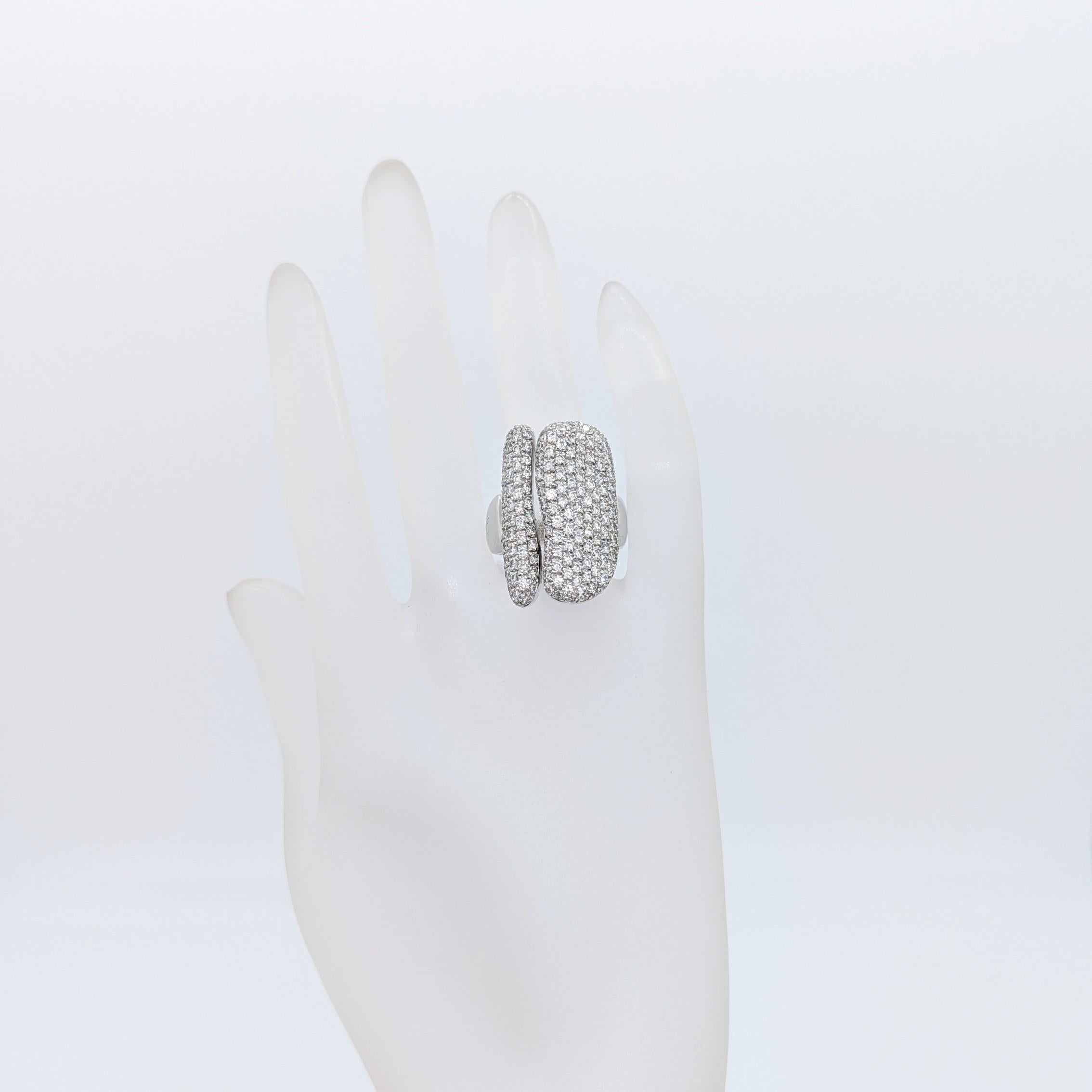 Round Cut Estate Antonini White Diamond Pave Ring in 18K White Gold For Sale