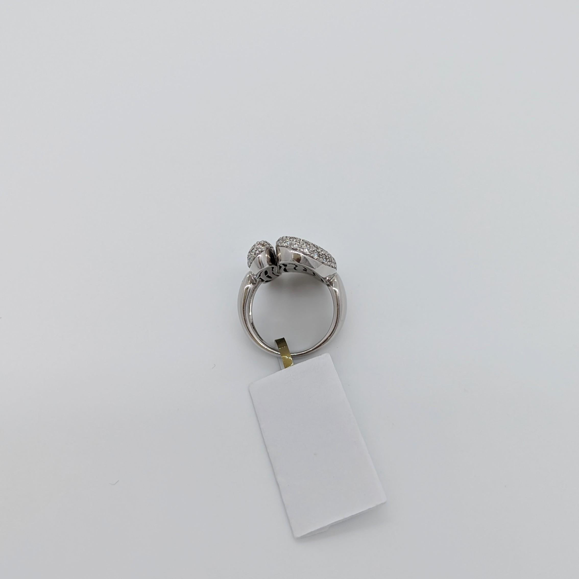 Estate Antonini White Diamond Pave Ring in 18K White Gold For Sale 2