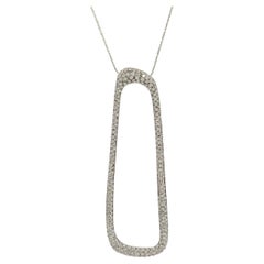 Estate Antonini White Round Diamond Pendant Necklace in 18K White Gold