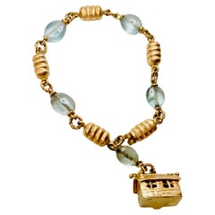 Estate Aquamarine 18K Bead Bracelet