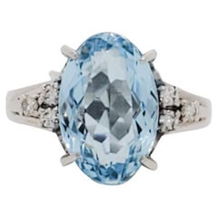 Estate Aquamarine and Diamond Cocktail Ring in Platinum