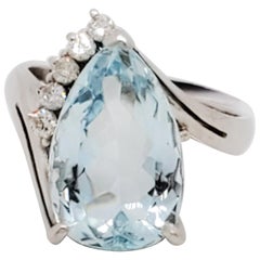 Estate Aquamarine and White Diamond Cocktail Ring