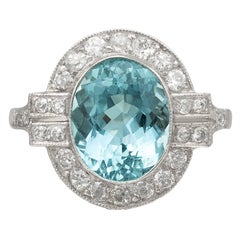 Estate Aquamarine 
Diamond Ring
