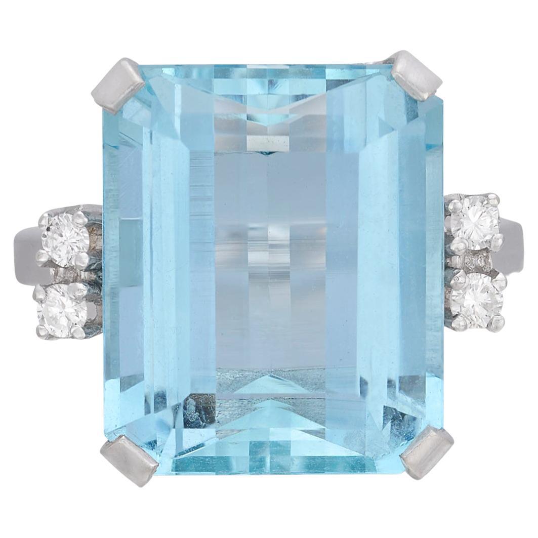 Estate Aquamarin & Diamant Ring