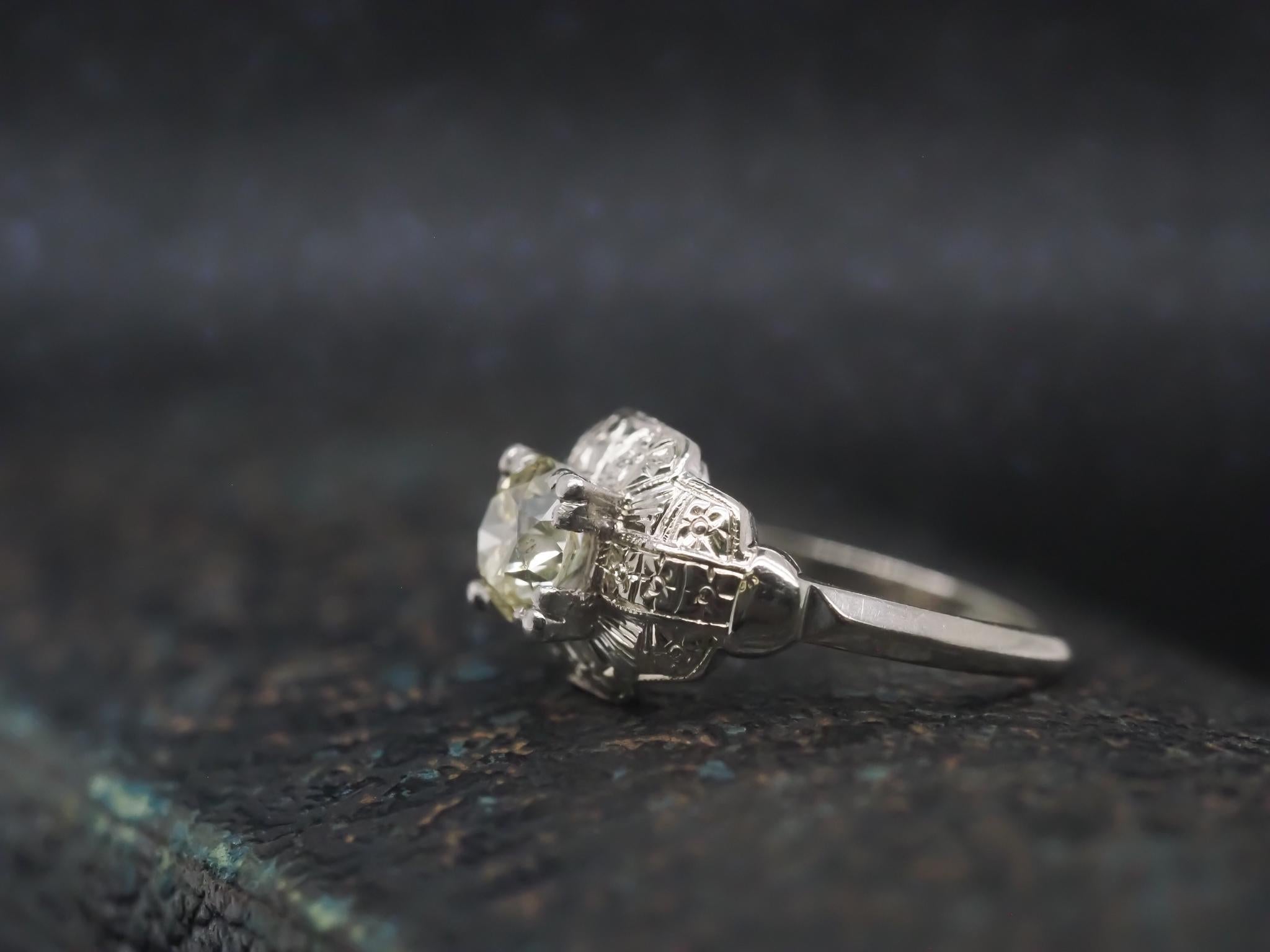 Bague de fiançailles Art déco 1.00ct Old European Diamond - VHK#951a Bon état - En vente à Hicksville, NY