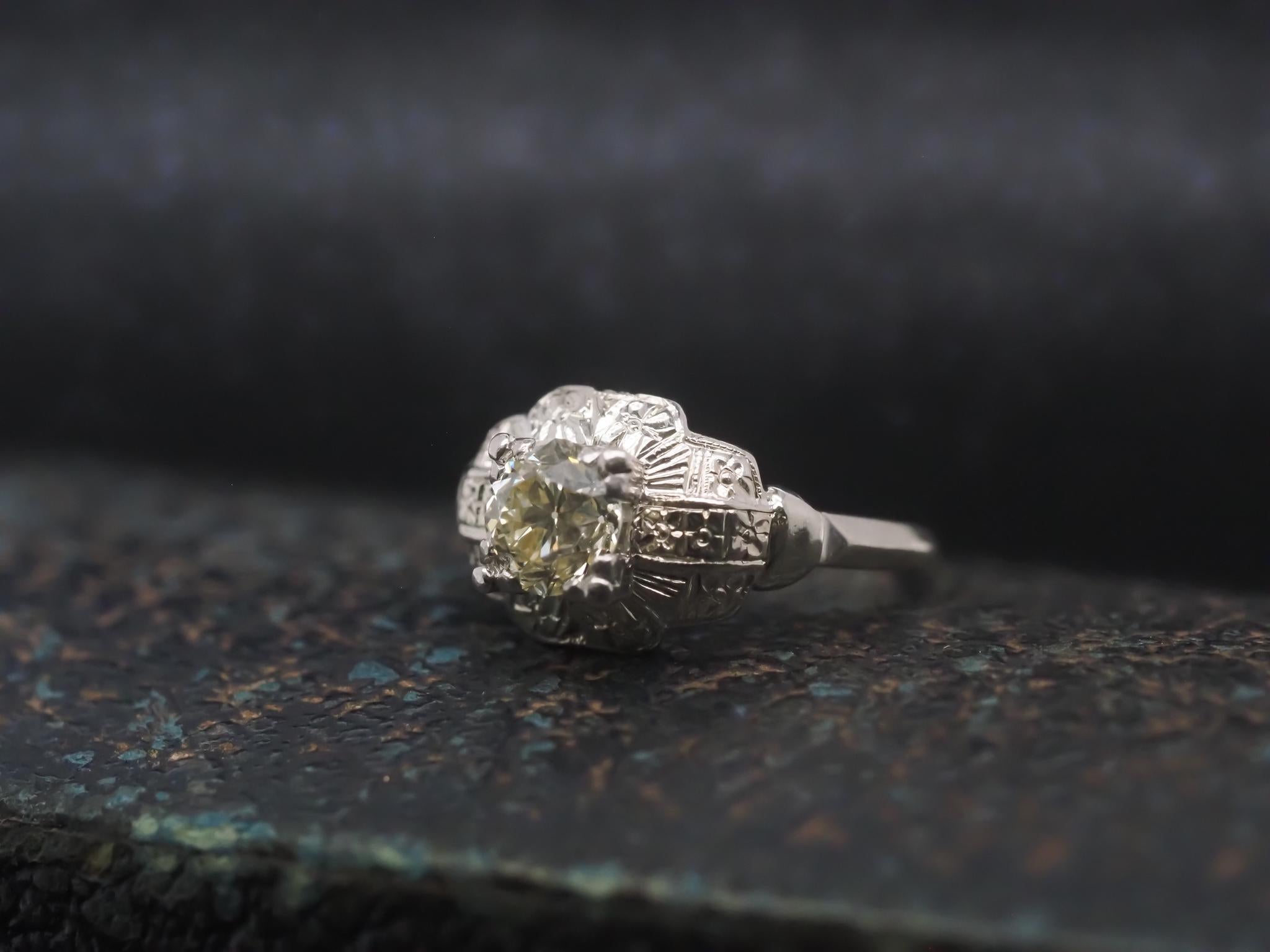 Bague de fiançailles Art déco 1.00ct Old European Diamond - VHK#951a en vente 1