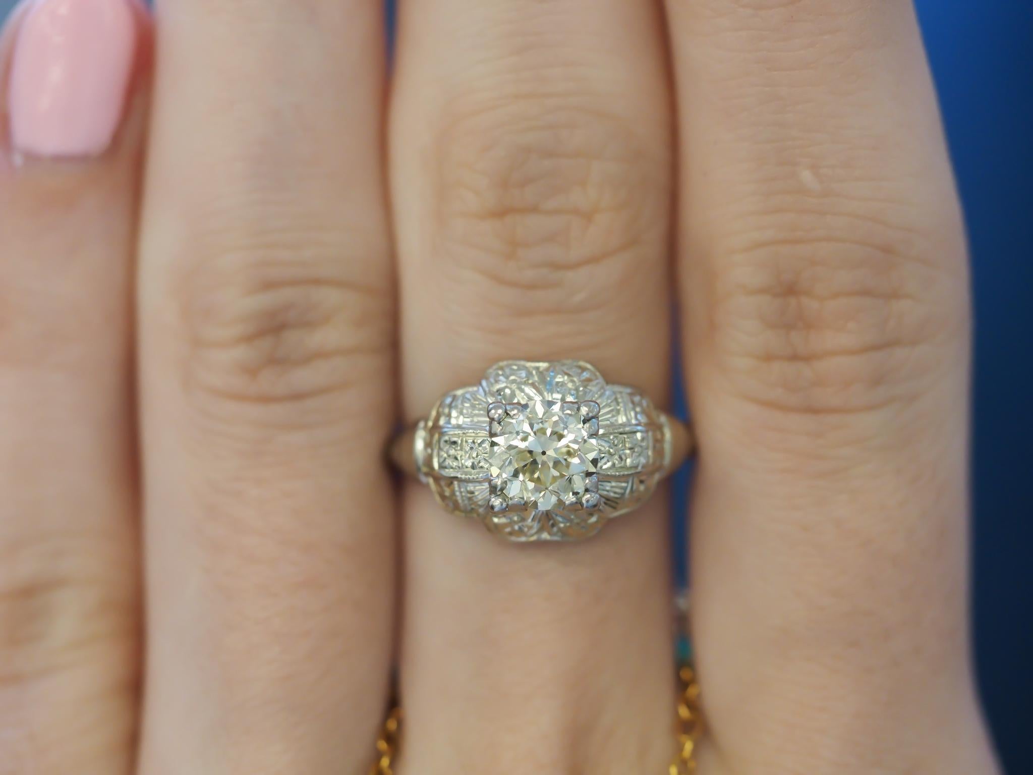 Bague de fiançailles Art déco 1.00ct Old European Diamond - VHK#951a en vente 2