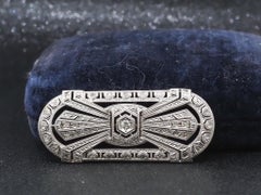 Estate Art Deco 18K Gold and Platinum Diamond Brooch - VHK#604a