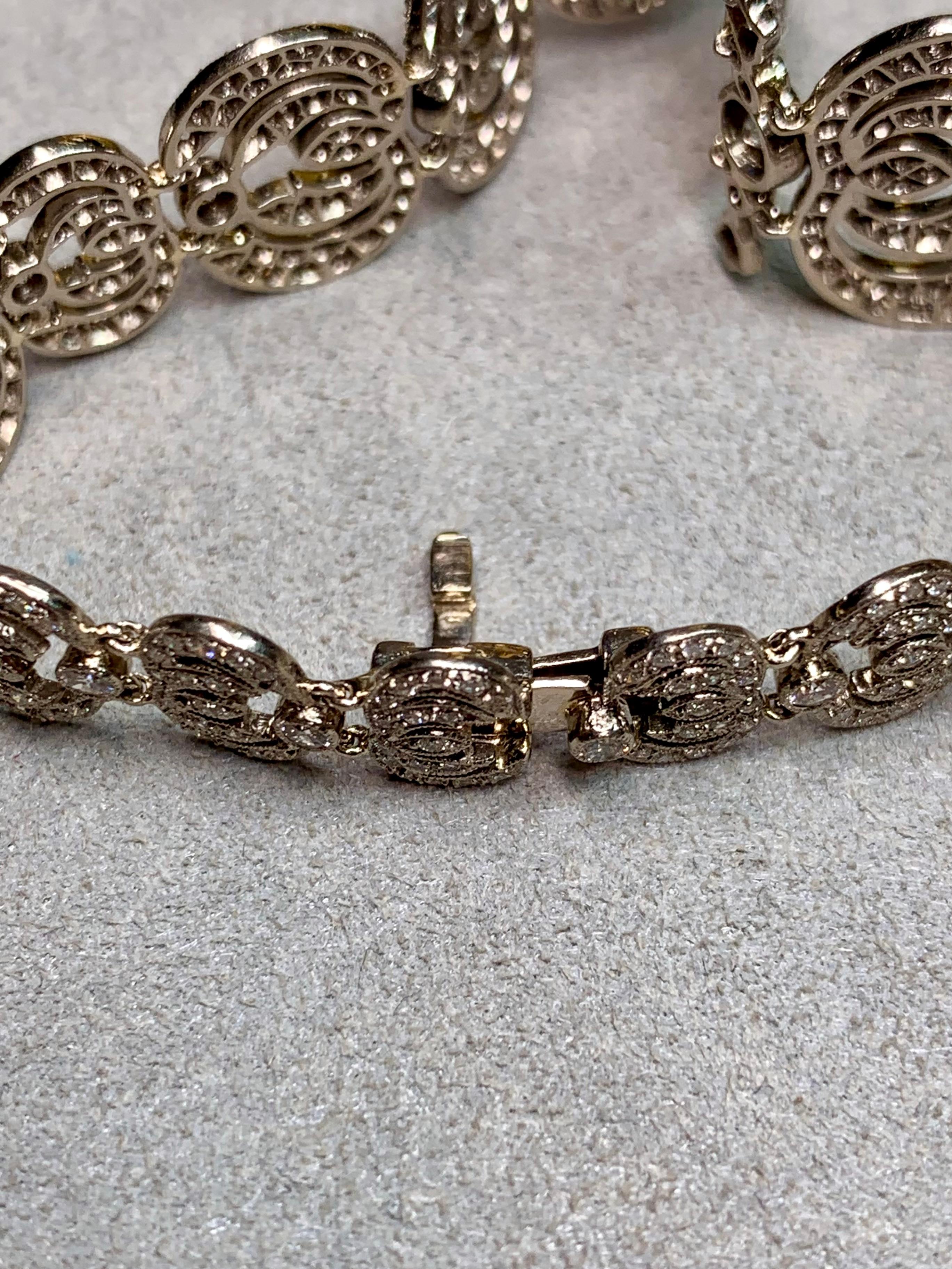 Bracciale a mezzaluna con diamanti in oro bianco 18 carati Estate Art Deco 6ctw G Vs 7