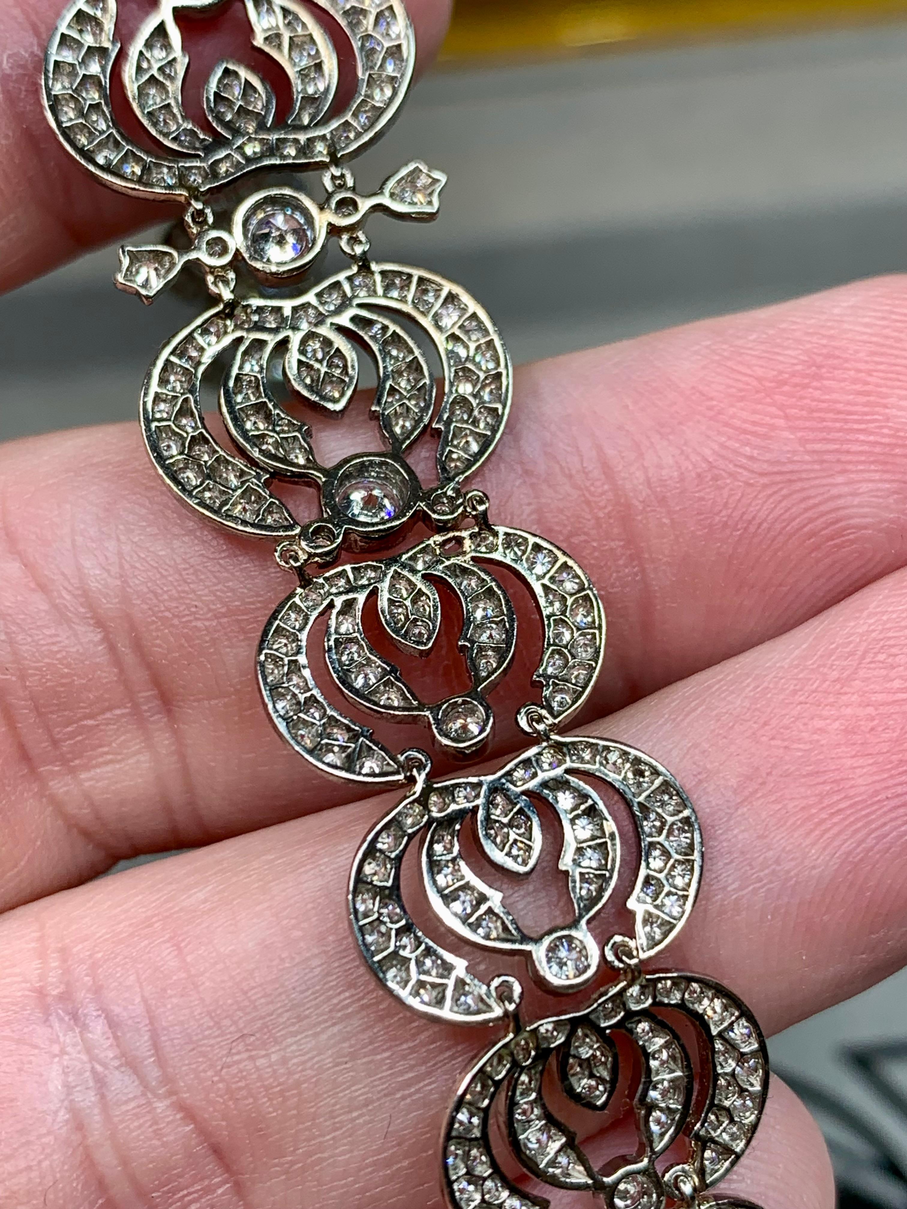 Bracciale a mezzaluna con diamanti in oro bianco 18 carati Estate Art Deco 6ctw G Vs 7