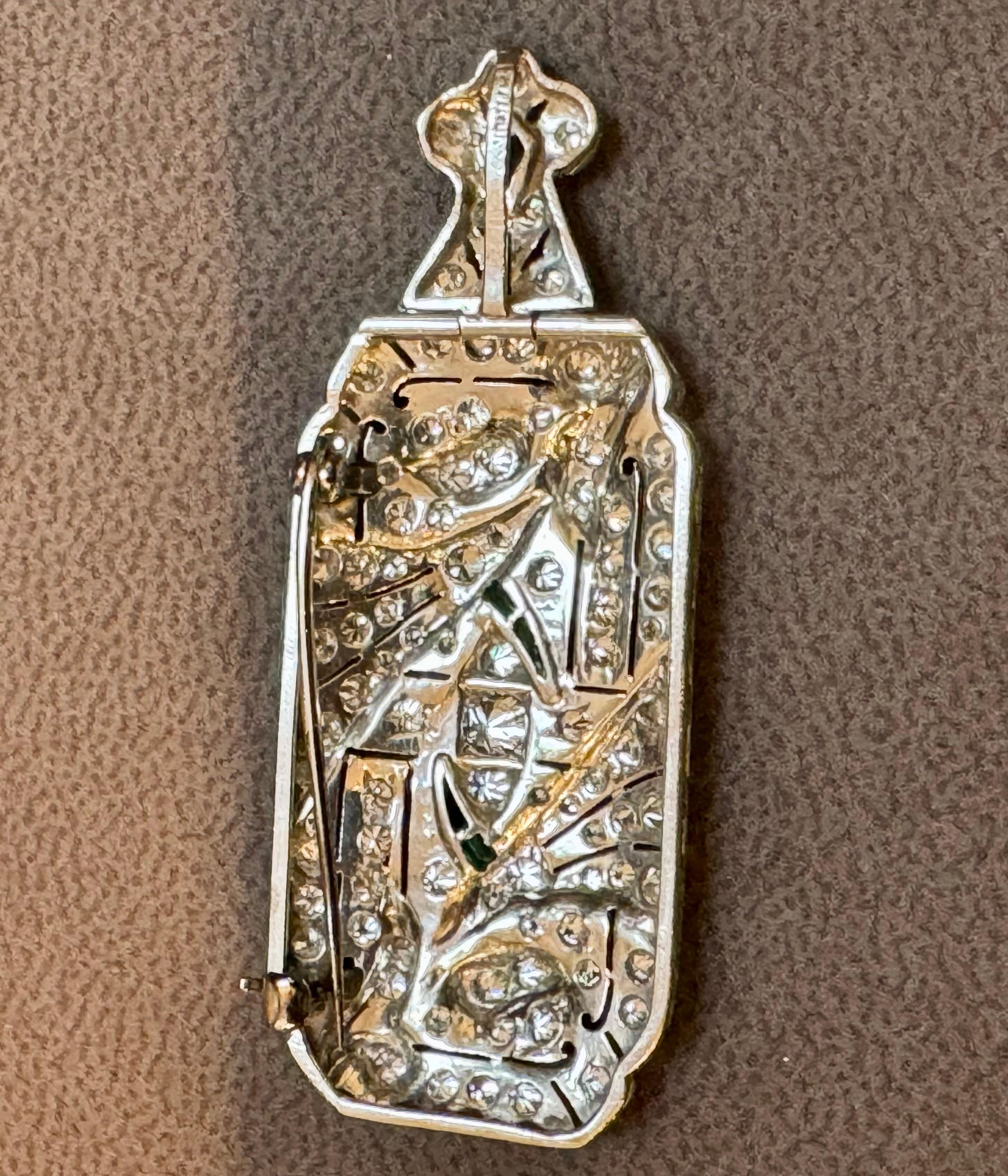 Taglio rotondo Estate Art Deco 5 Ct Diamond  Platino 10 Gm Pin / Broach /Pendant VS Qualità in vendita