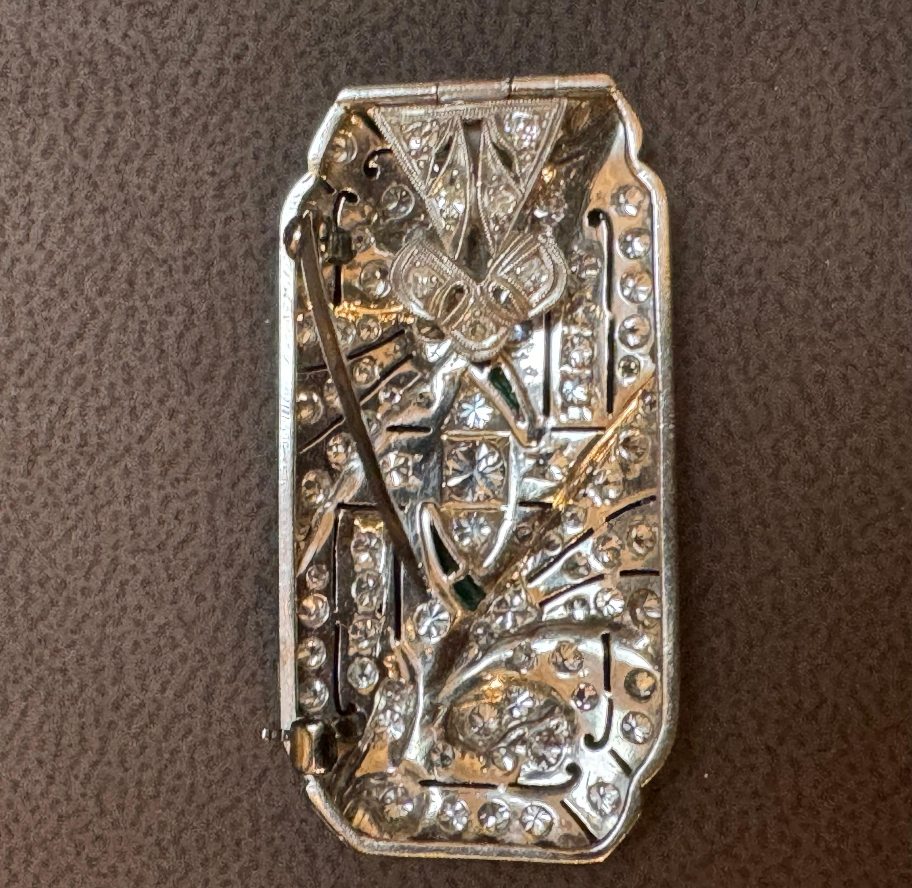 Estate Art Deco 5 Ct Diamond  Platino 10 Gm Pin / Broach /Pendant VS Qualità In condizioni ottime in vendita a New York, NY