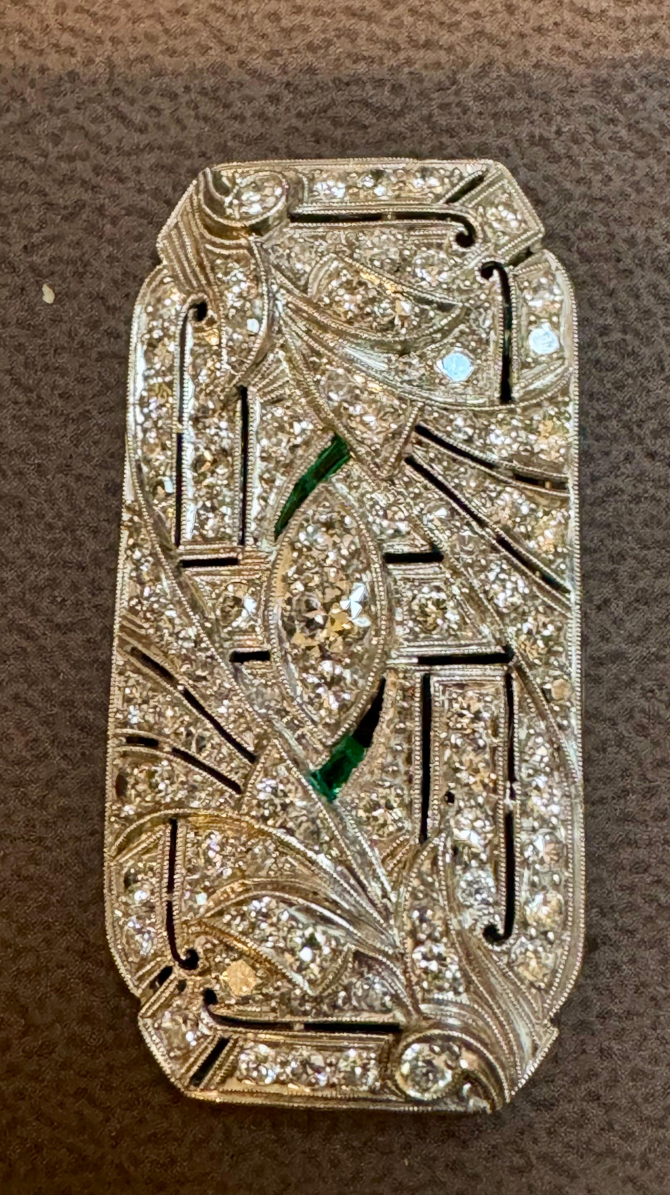Donna Estate Art Deco 5 Ct Diamond  Platino 10 Gm Pin / Broach /Pendant VS Qualità in vendita