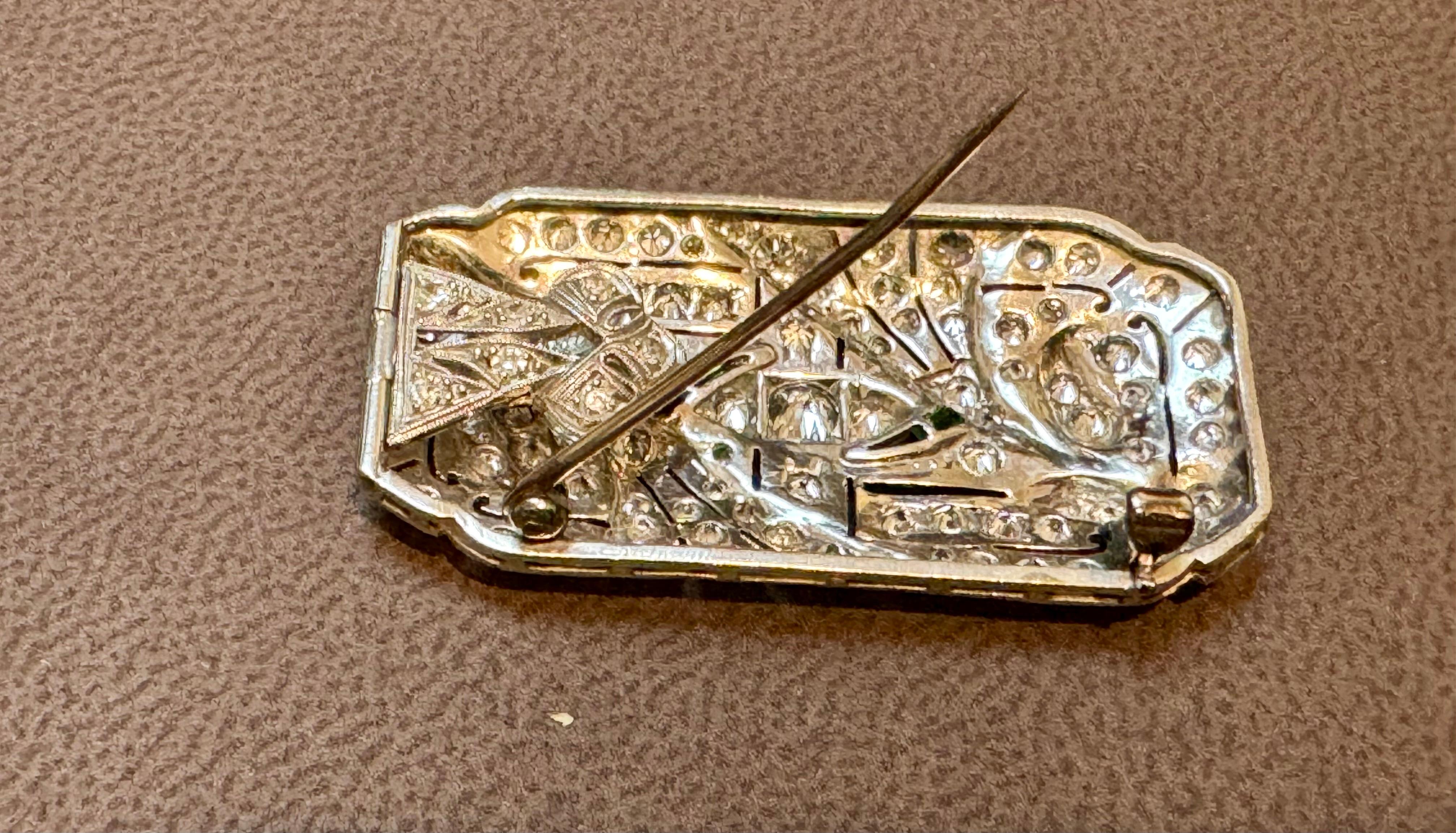 Estate Art Deco 5 Ct Diamond  Platino 10 Gm Pin / Broach /Pendant VS Qualità in vendita 2