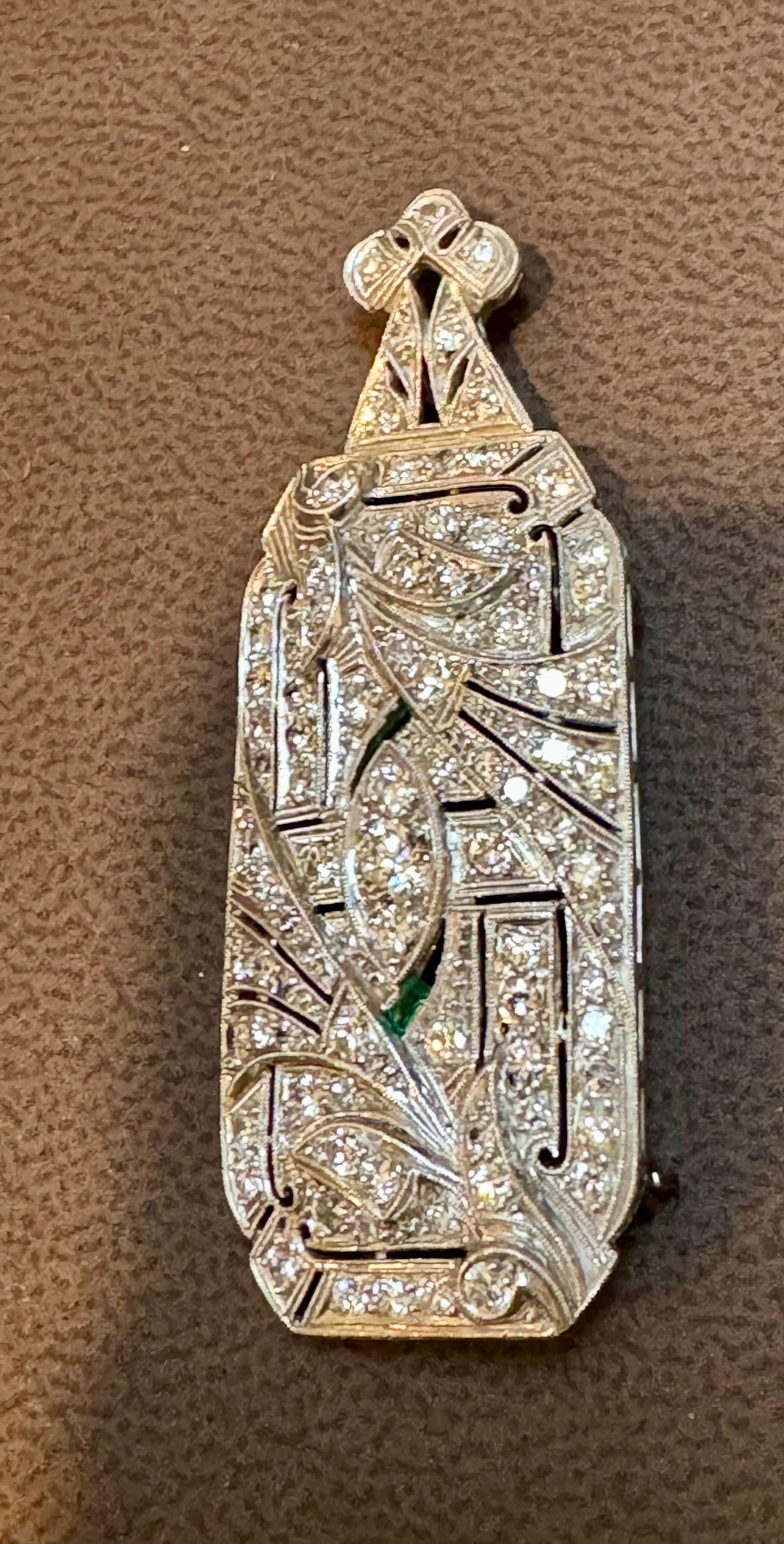 Estate Art Deco 5 Ct Diamond  Platino 10 Gm Pin / Broach /Pendant VS Qualità in vendita 3