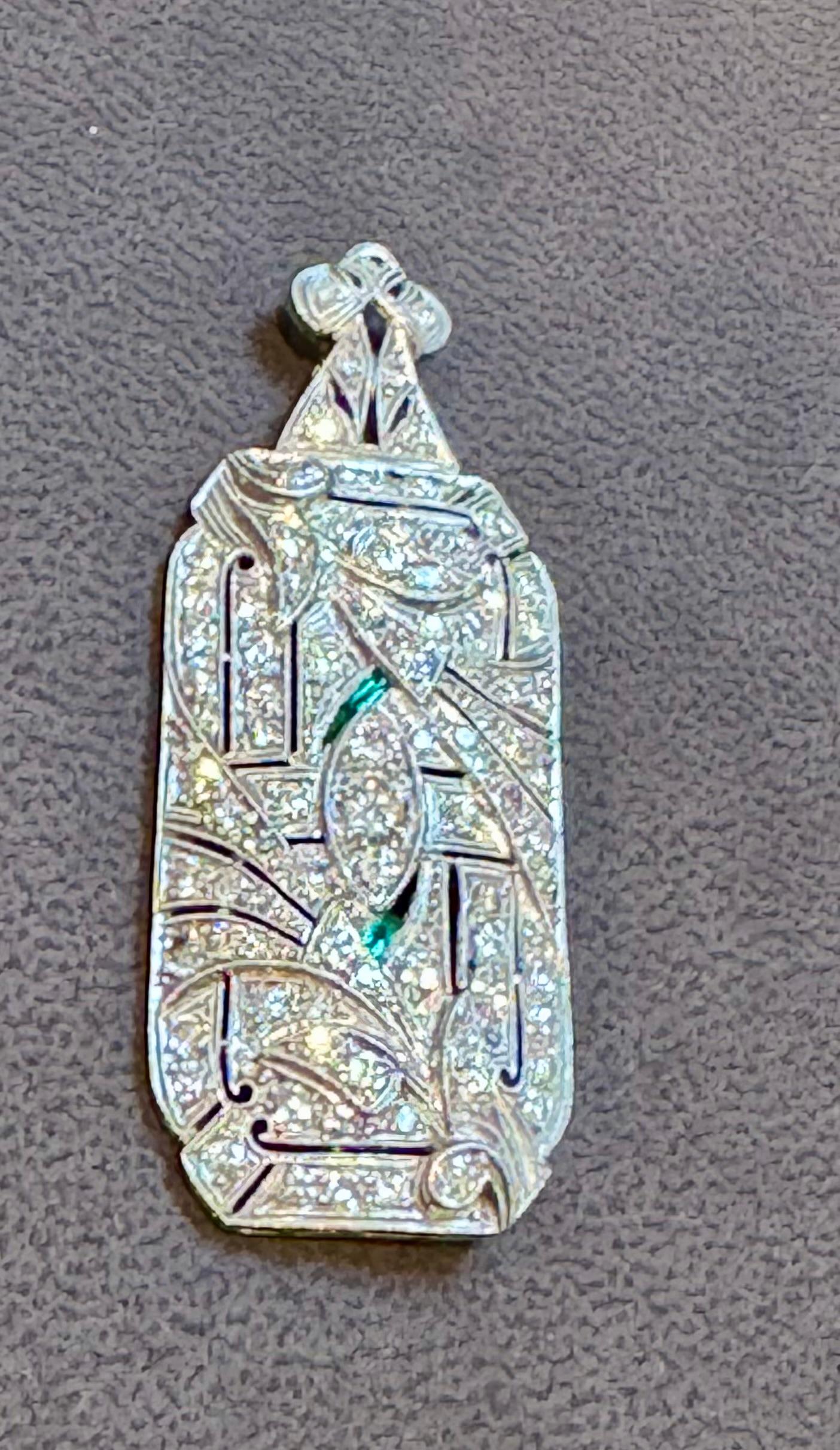 Estate Art Deco 5 Ct Diamond  Platino 10 Gm Pin / Broach /Pendant VS Qualità in vendita 4