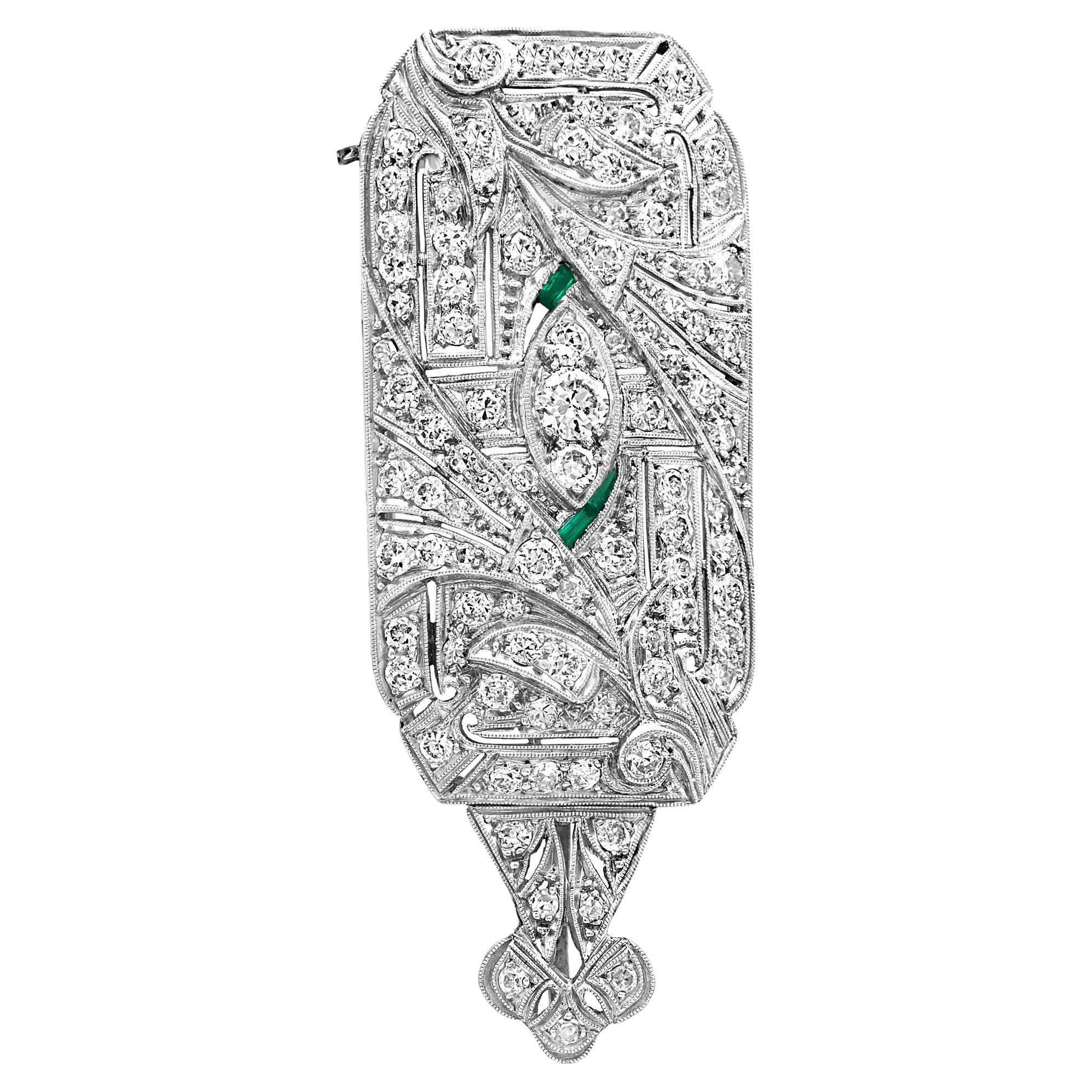 Estate Art Deco 5 Ct Diamond  Platinum 10 Gm Pin / Broach /Pendant VS Quality