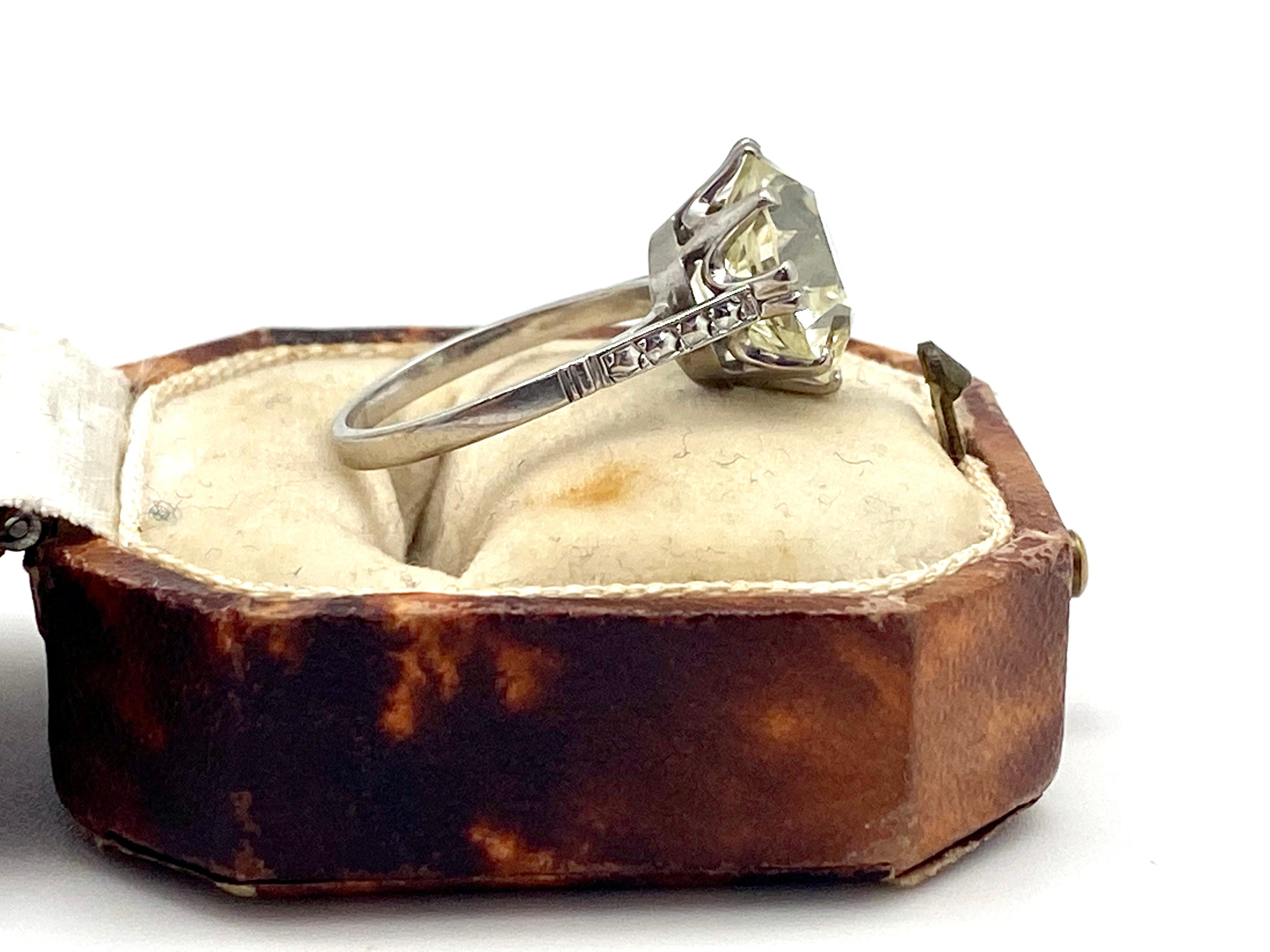 Estate Art Deco 5.03 Carat Old European Cut Diamond Platinum Engagement Ring For Sale 3