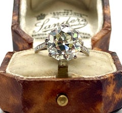 Estate Art Deco 5.03 Carat Old European Cut Diamond Platinum Engagement Ring