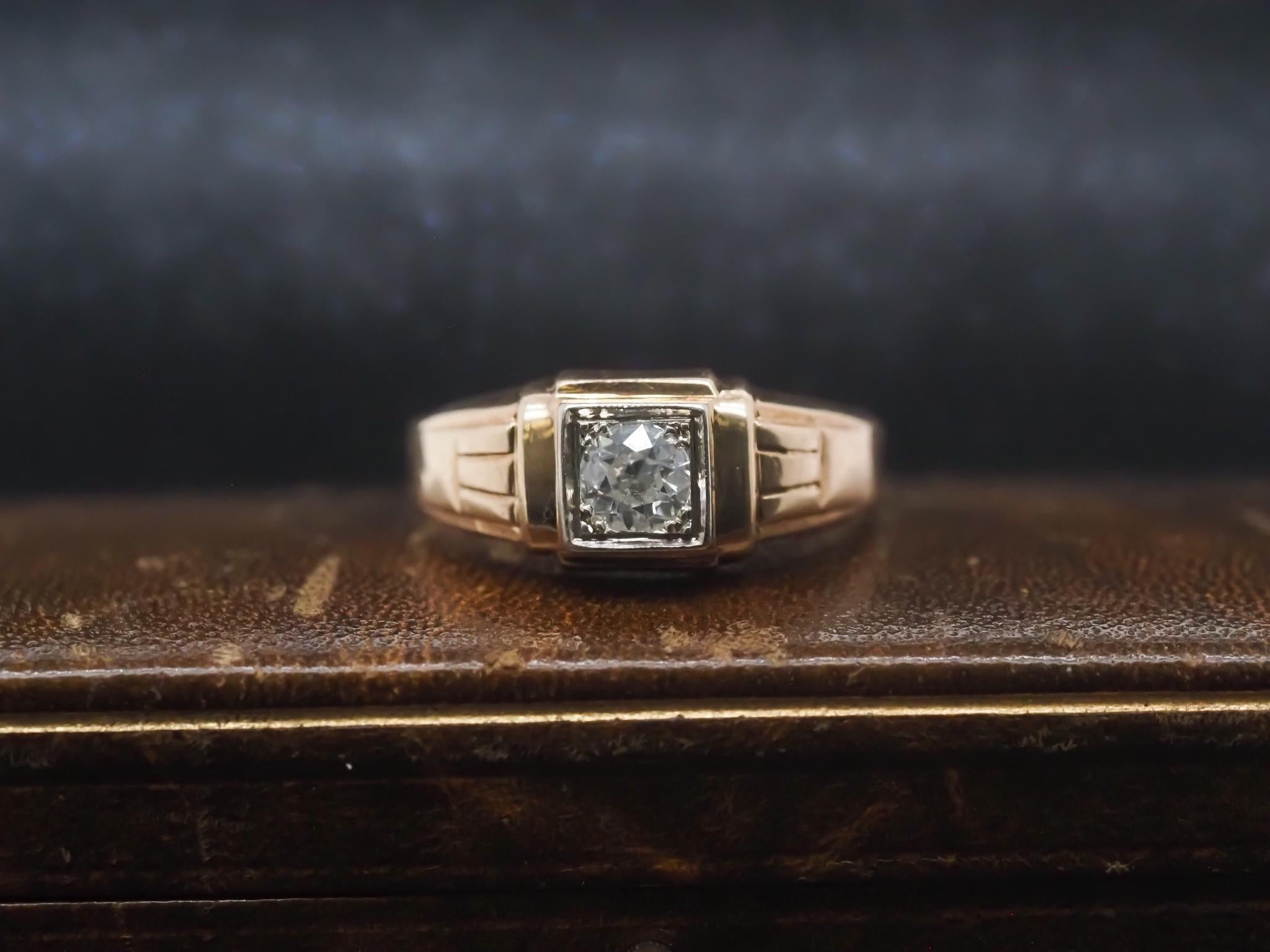 Taille vieille Europe Bague de fiançailles Art déco de style Old European Diamond de 0,50ct - VHK#878a en vente