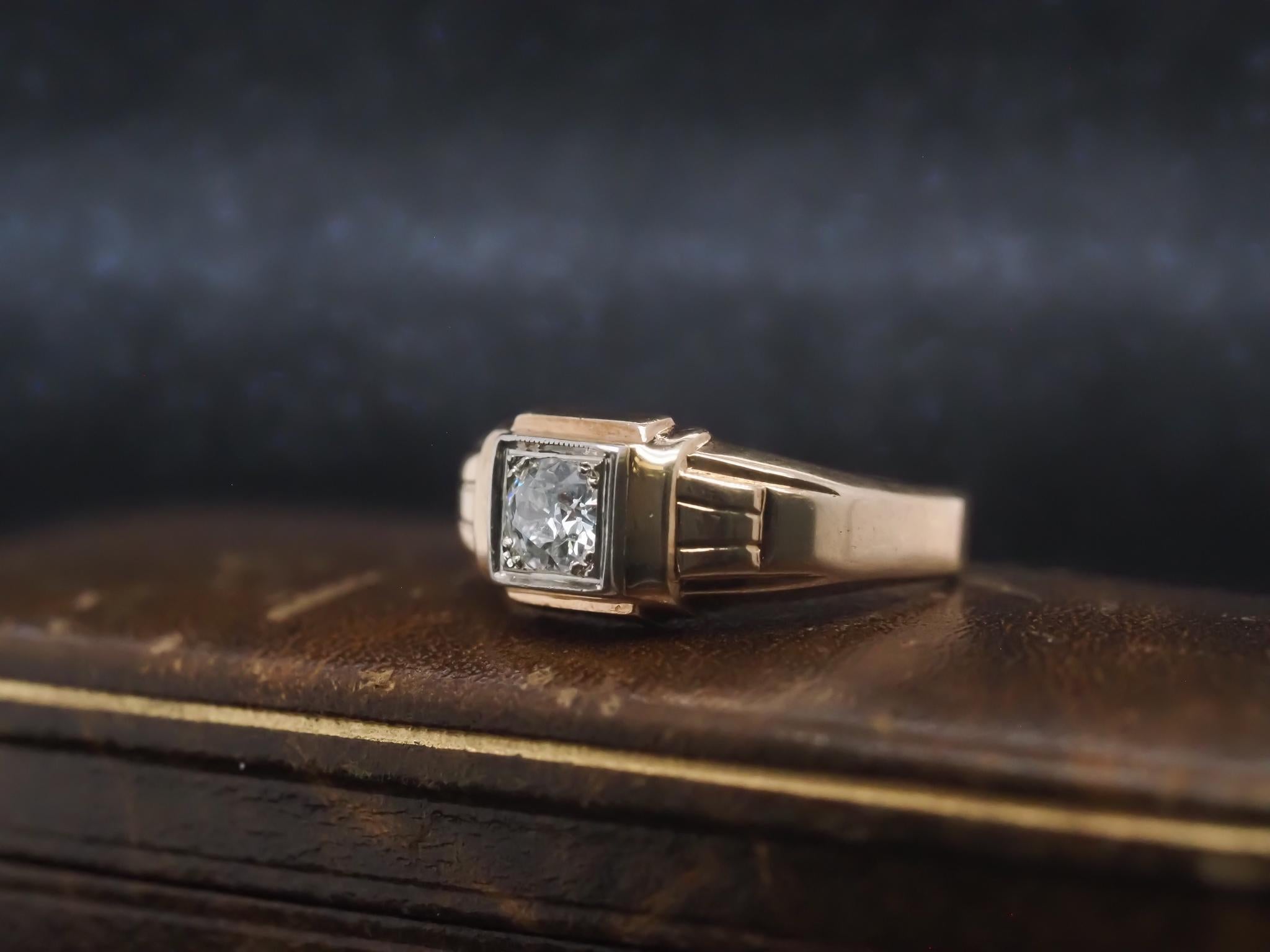Bague de fiançailles Art déco de style Old European Diamond de 0,50ct - VHK#878a Bon état - En vente à Hicksville, NY