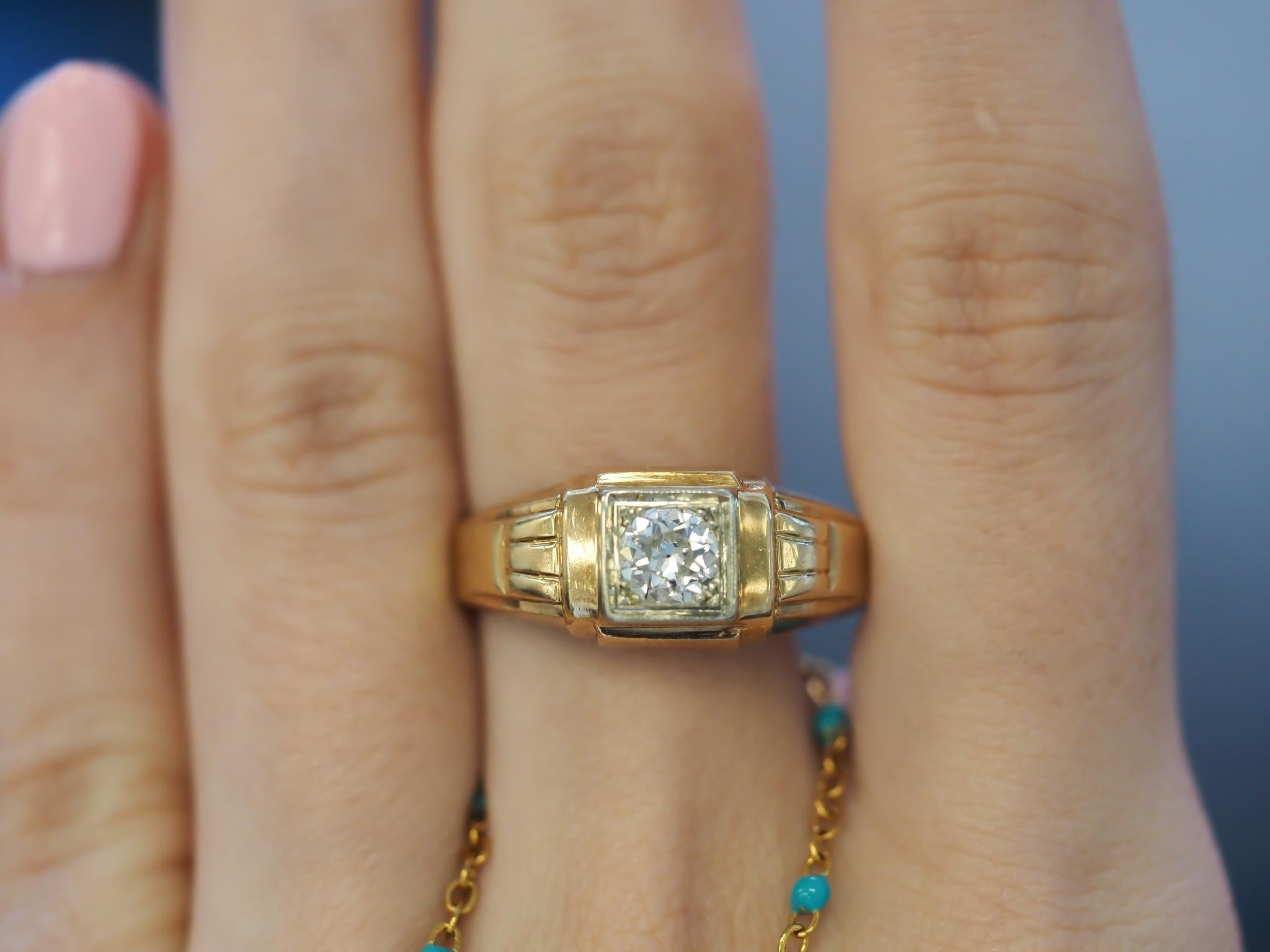Bague de fiançailles Art déco de style Old European Diamond de 0,50ct - VHK#878a en vente 1