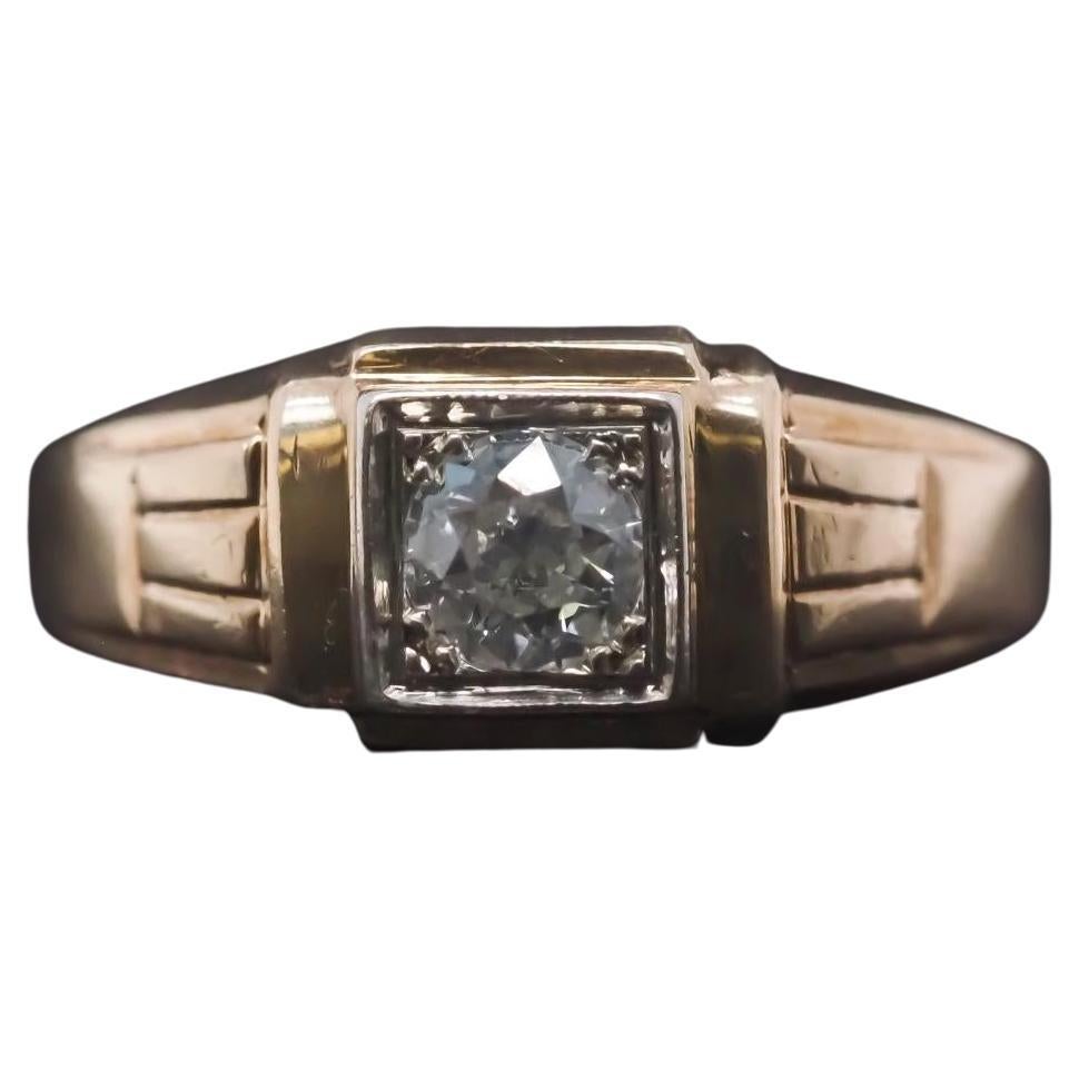 Bague de fiançailles Art déco de style Old European Diamond de 0,50ct - VHK#878a
