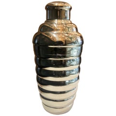 Antique Estate Art Deco "Beehive" Silver-Plate Cocktail Shaker, circa 1930s