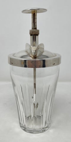 Estate Art Deco Cut Crystal & Silver-Plate Rapid Cocktail Mixer, circa 1930