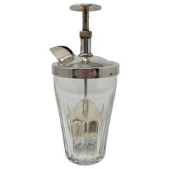 Estate Art Deco Cut Crystal & Silver-Plate Rapid Cocktail Mixer, circa 1930