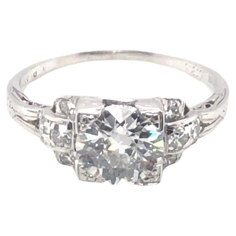 Estate Art Deco Diamond Platinum Ring For Sale
