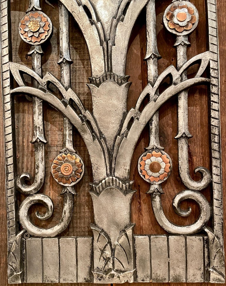 Estate Art Deco MidCentury Polished Steel and Copper Wall Panels For