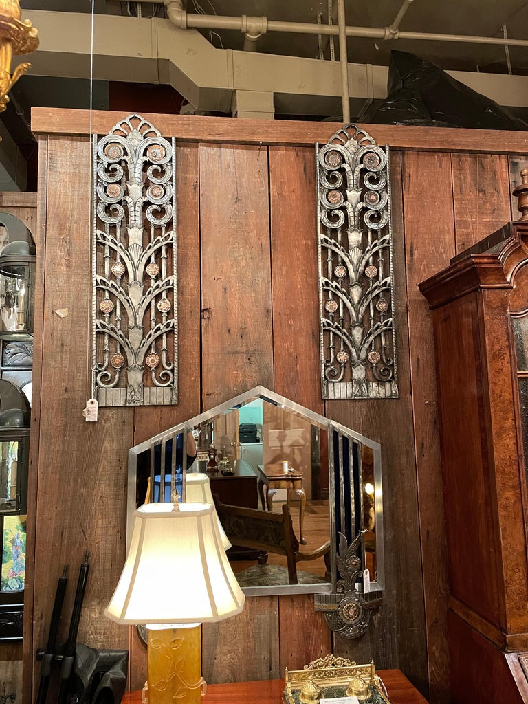 Estate Art Deco MidCentury Polished Steel and Copper Wall Panels For