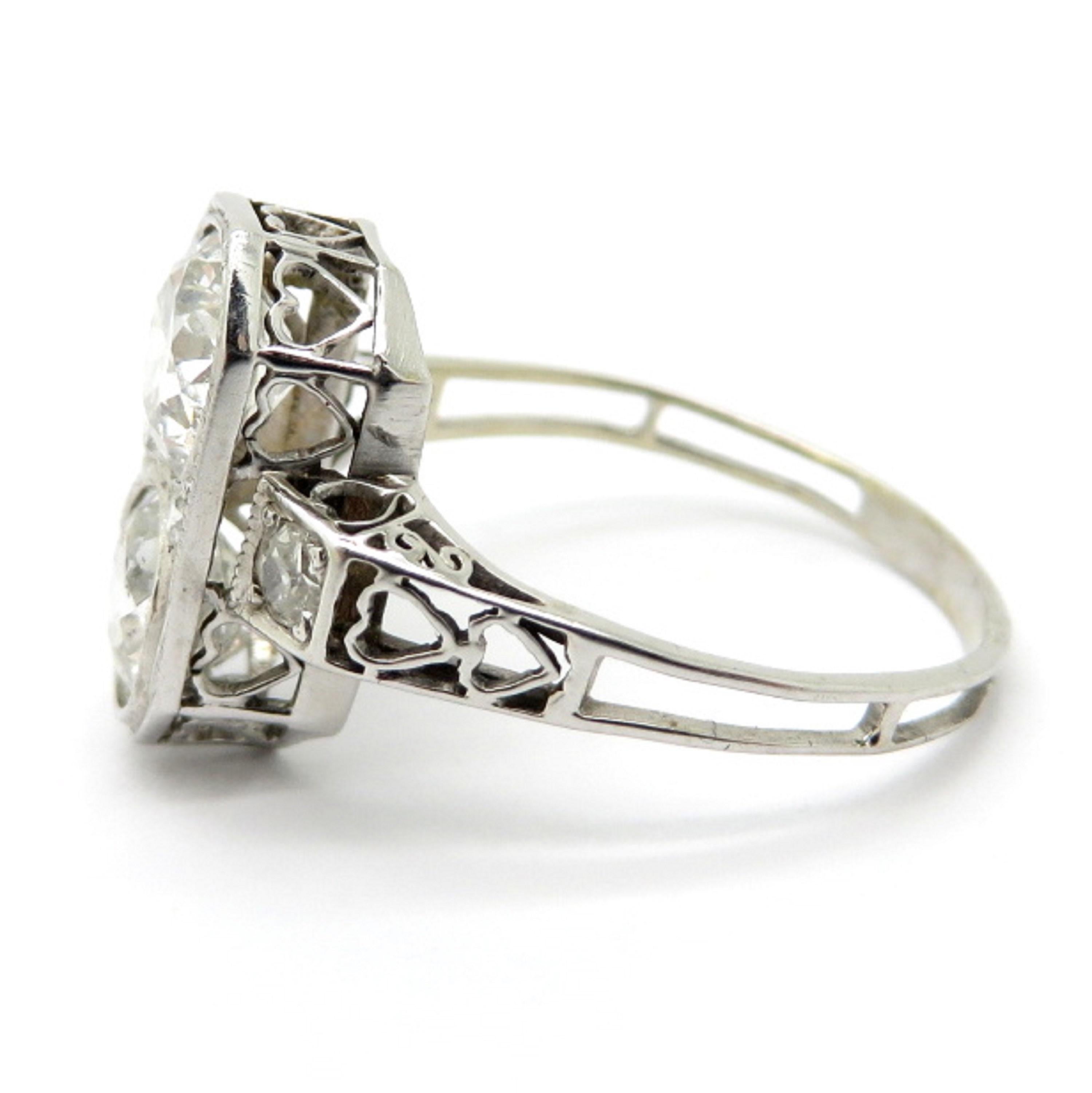 Estate Art Deco Old European Cut Diamond 14 Karat White Gold Engagement Ring In Excellent Condition In Scottsdale, AZ