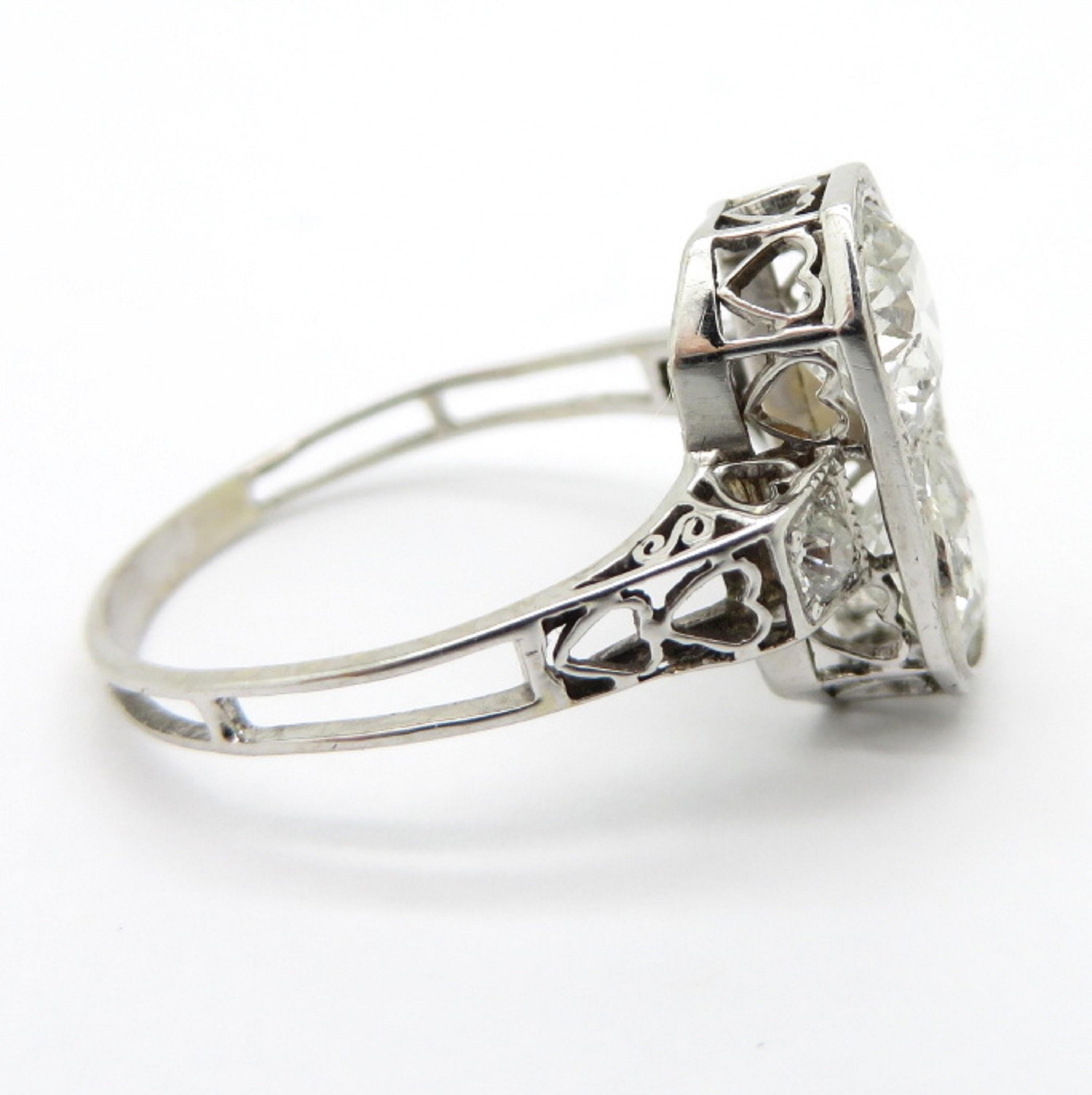 Women's Estate Art Deco Old European Cut Diamond 14 Karat White Gold Engagement Ring