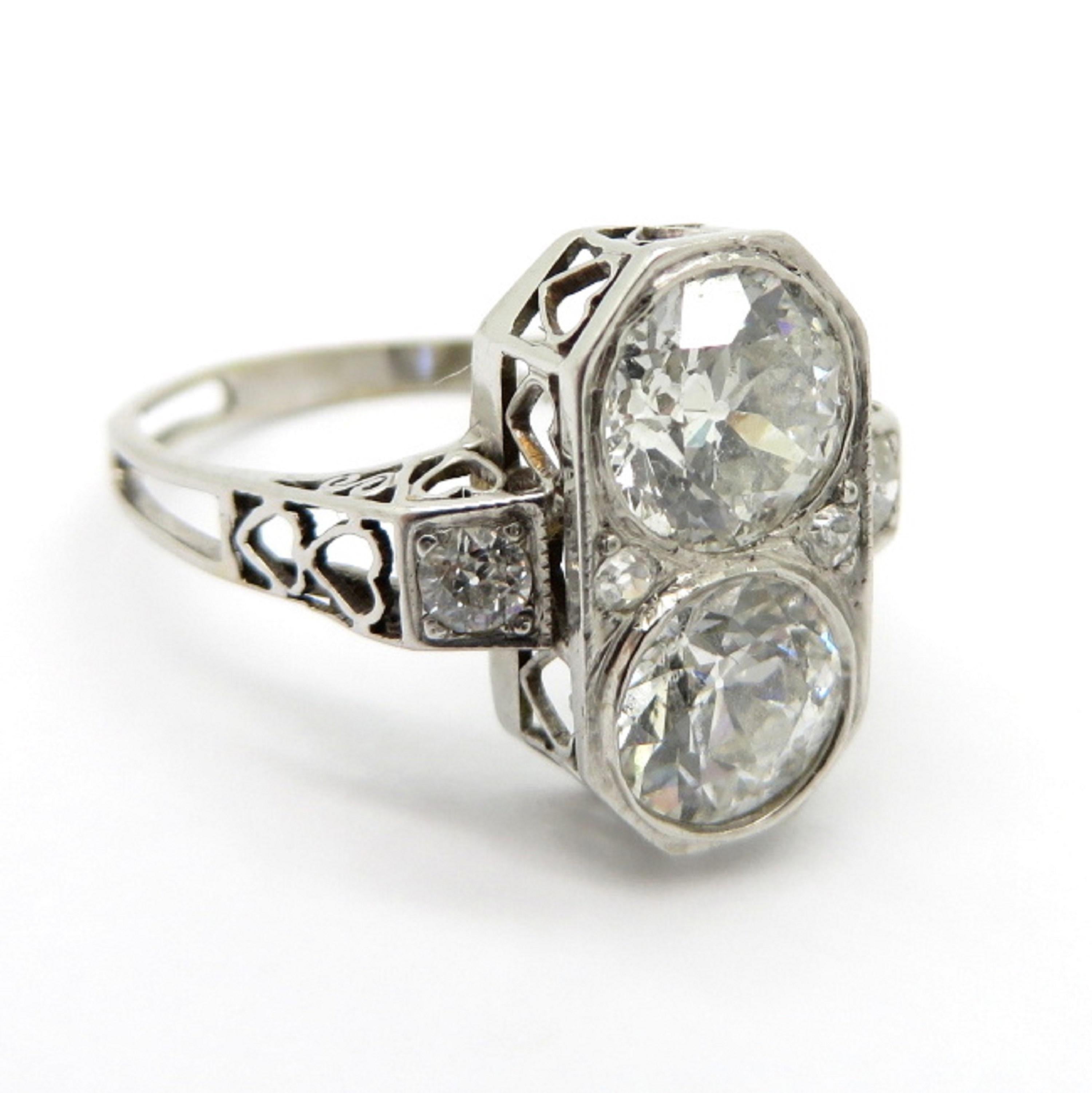 Estate Art Deco Old European Cut Diamond 14 Karat White Gold Engagement Ring 1
