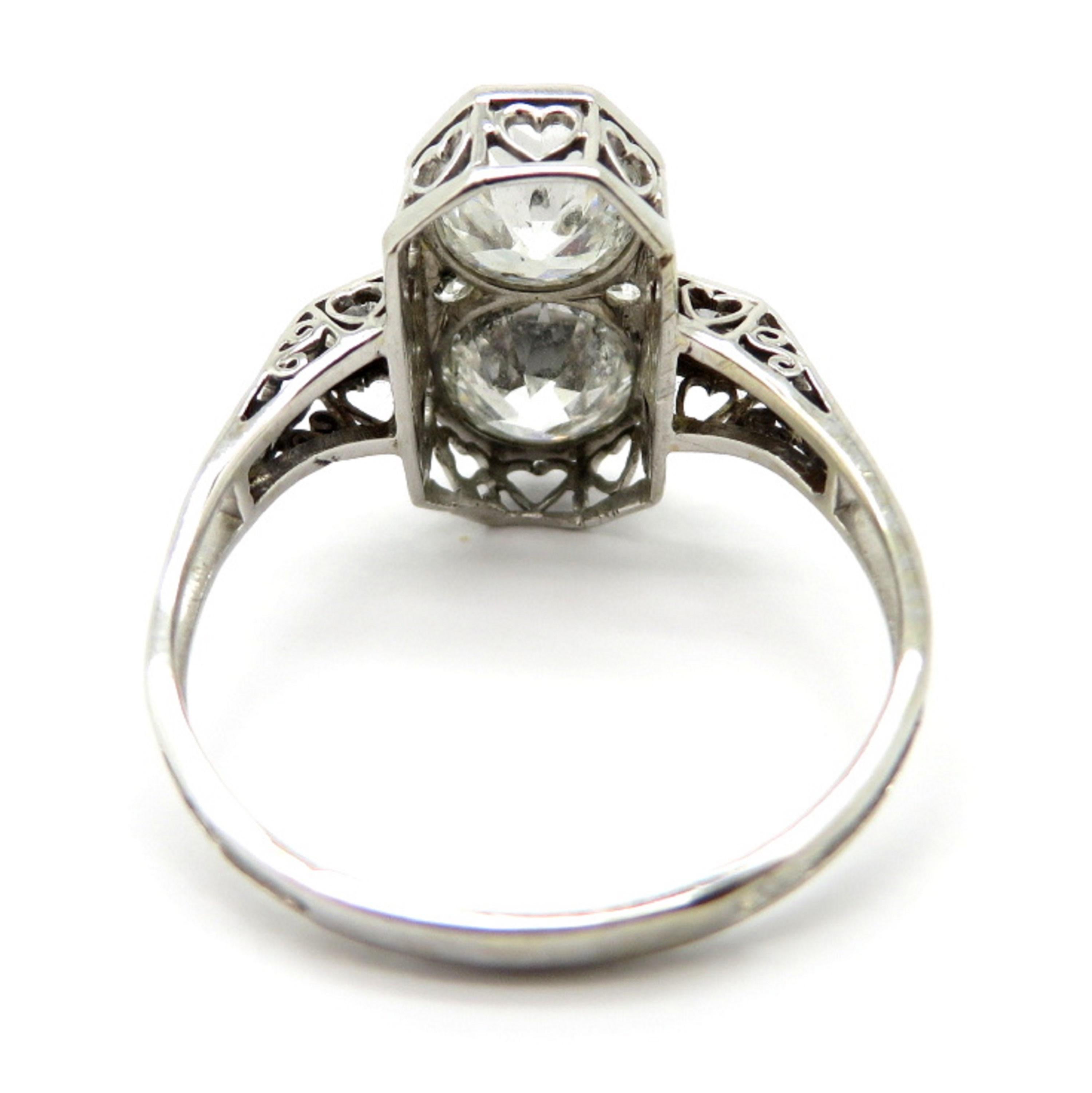 Estate Art Deco Old European Cut Diamond 14 Karat White Gold Engagement Ring 2