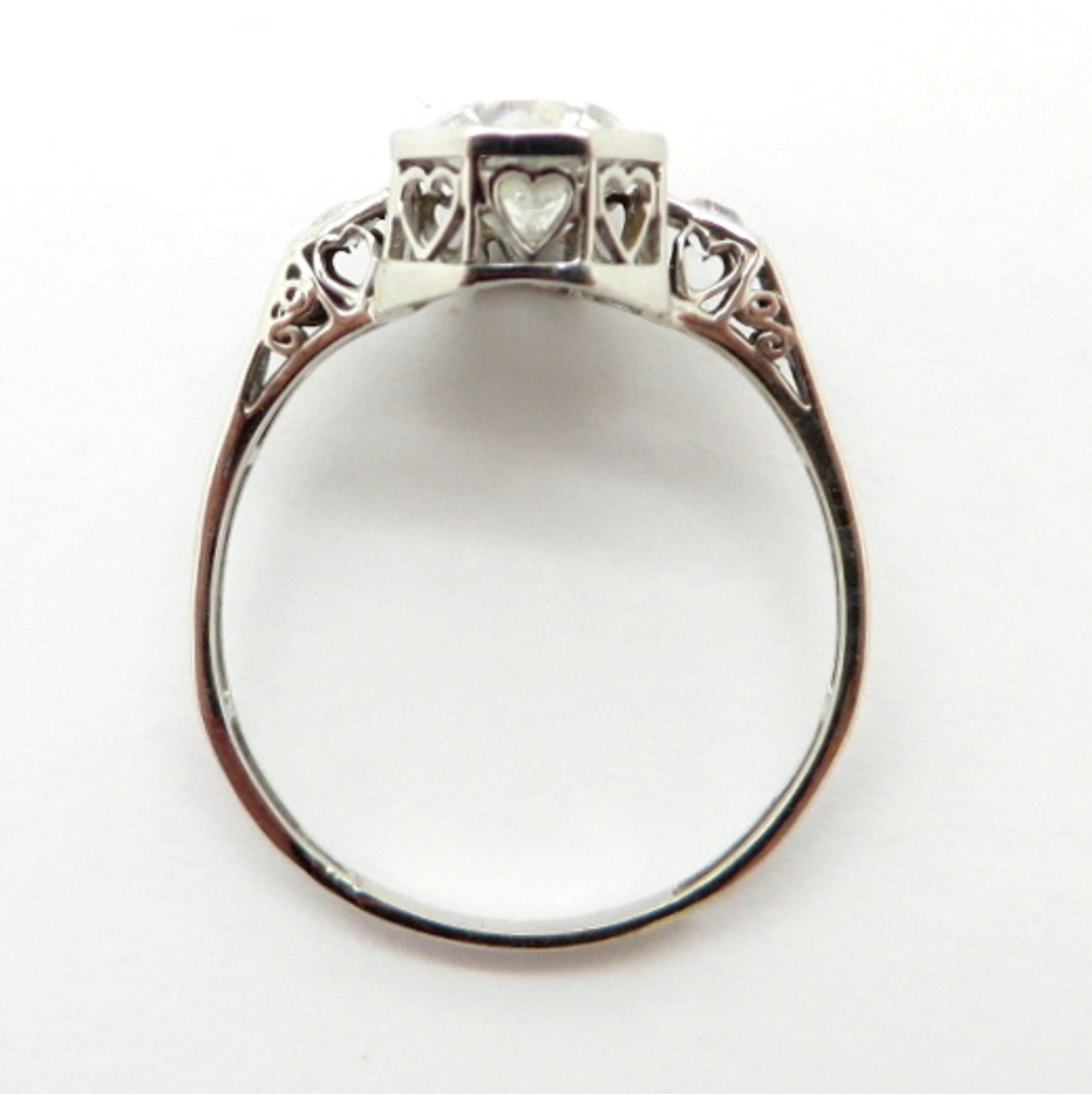 Estate Art Deco Old European Cut Diamond 14 Karat White Gold Engagement Ring 3